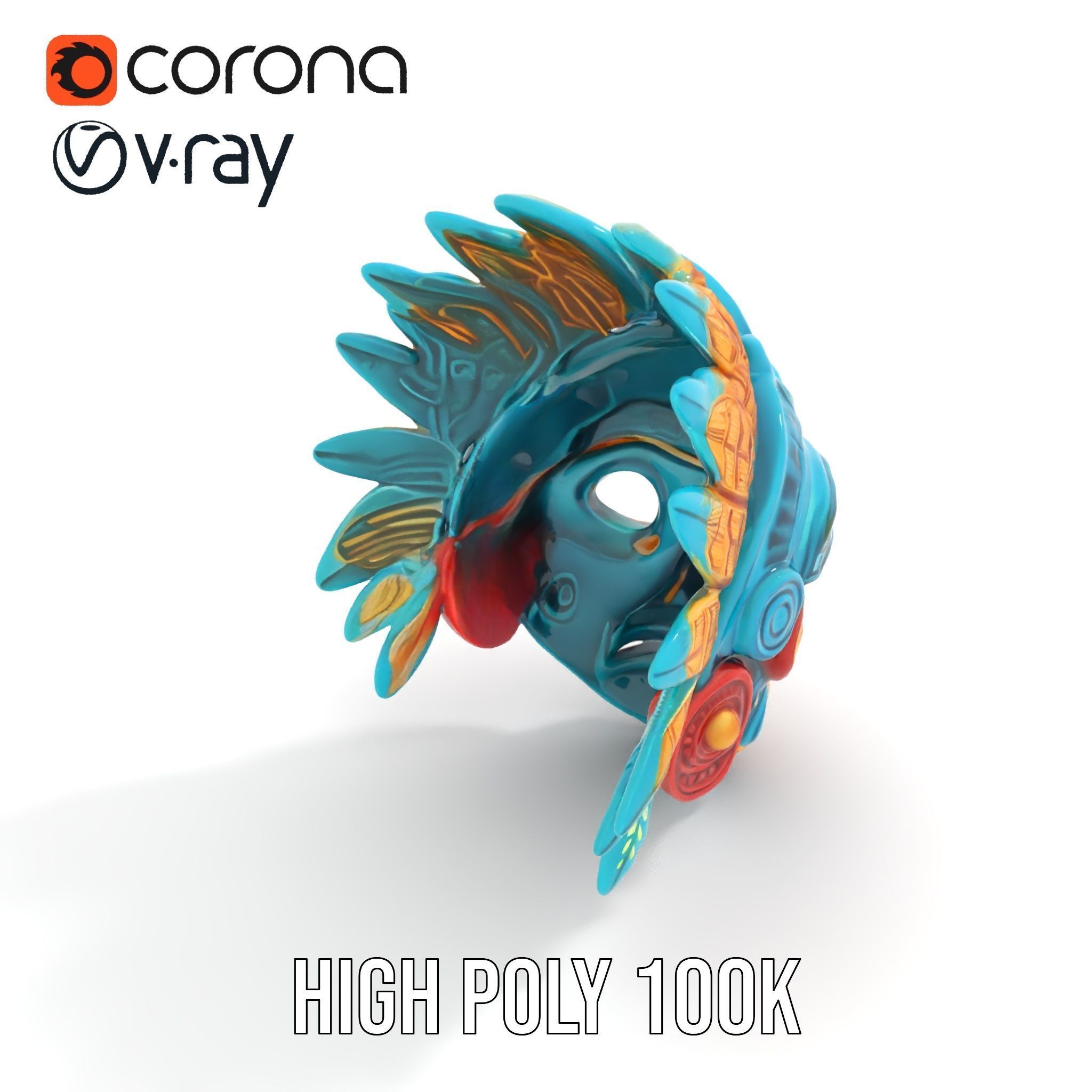 Aztec Warrior Mask D Model Pack Low-poly 3D model_15