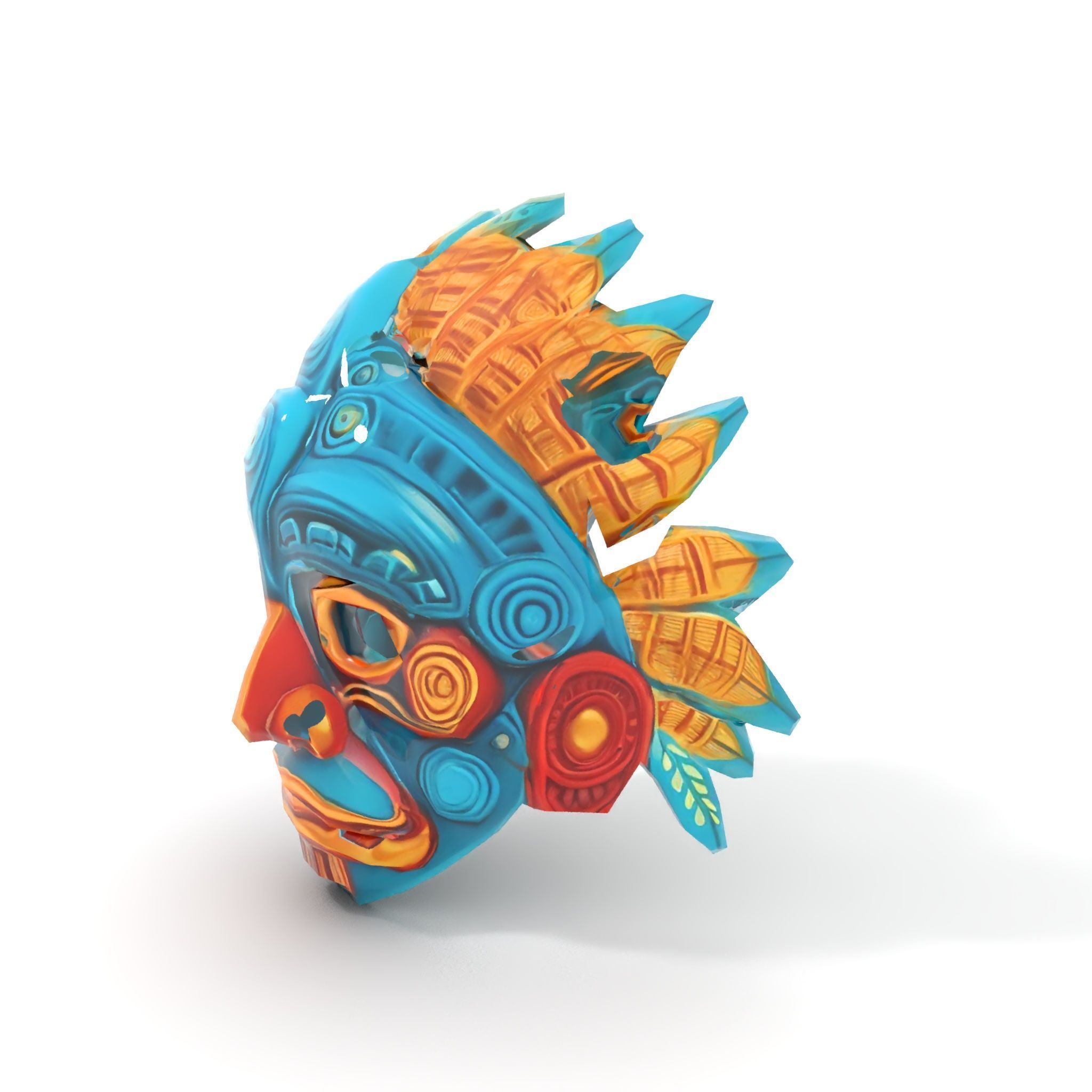 Aztec Warrior Mask D Model Pack Low-poly 3D model_9