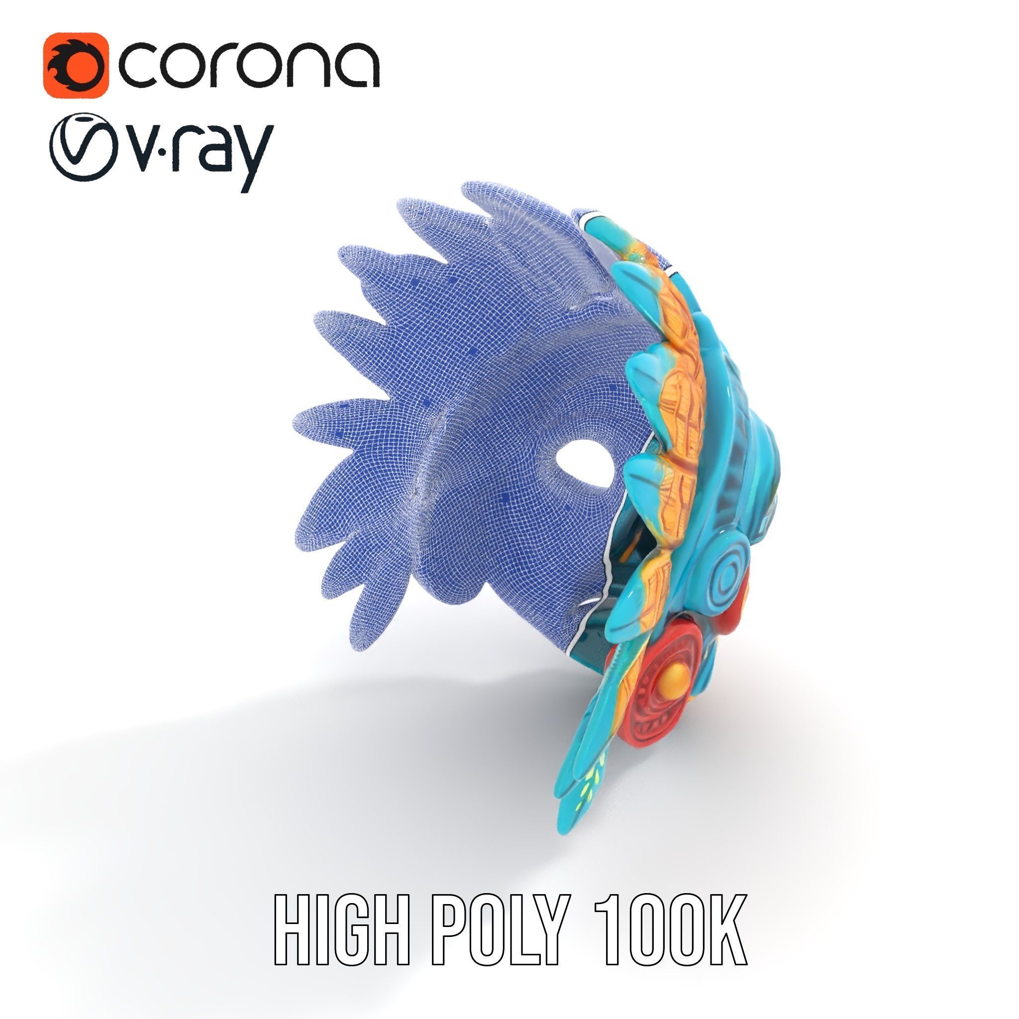 Aztec Warrior Mask D Model Pack Low-poly 3D model_28