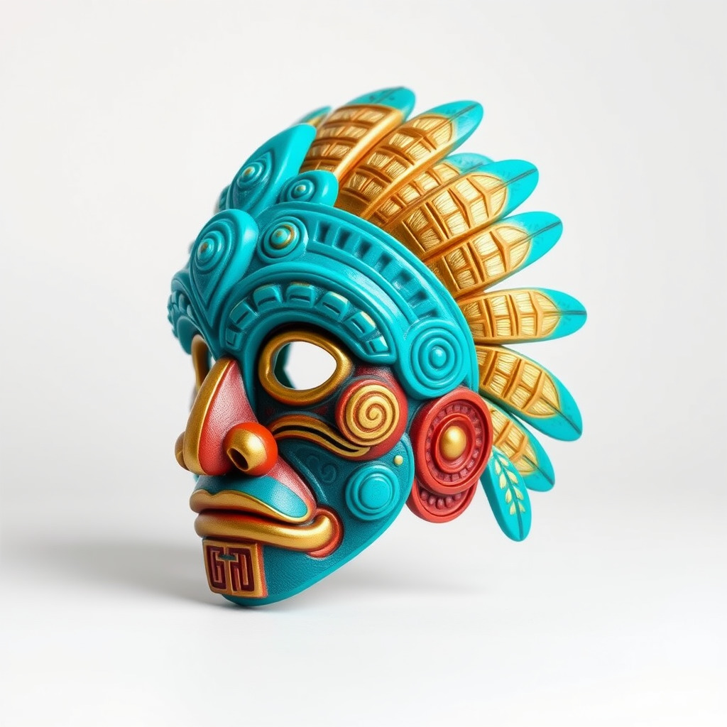 Aztec Warrior Mask D Model Pack Low-poly 3D model_2