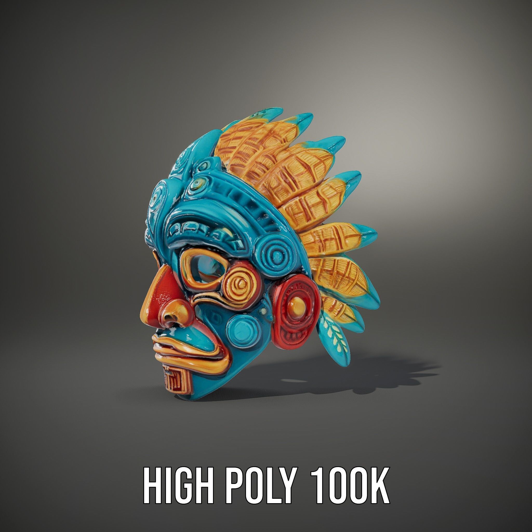 Aztec Warrior Mask D Model Pack Low-poly 3D model_8