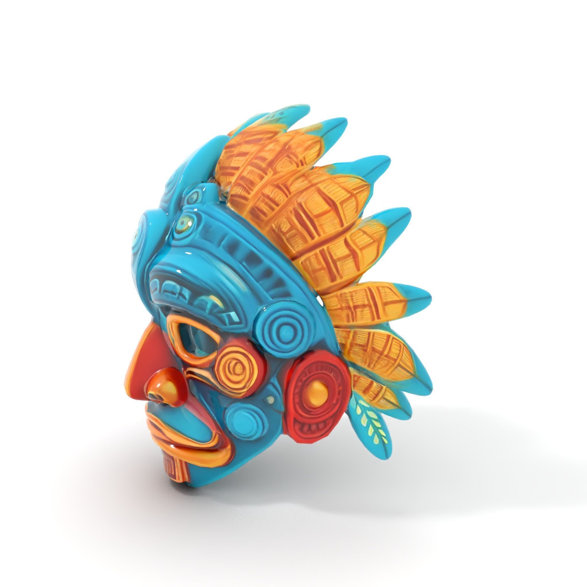 Aztec Warrior Mask D Model Pack Low-poly 3D model_6