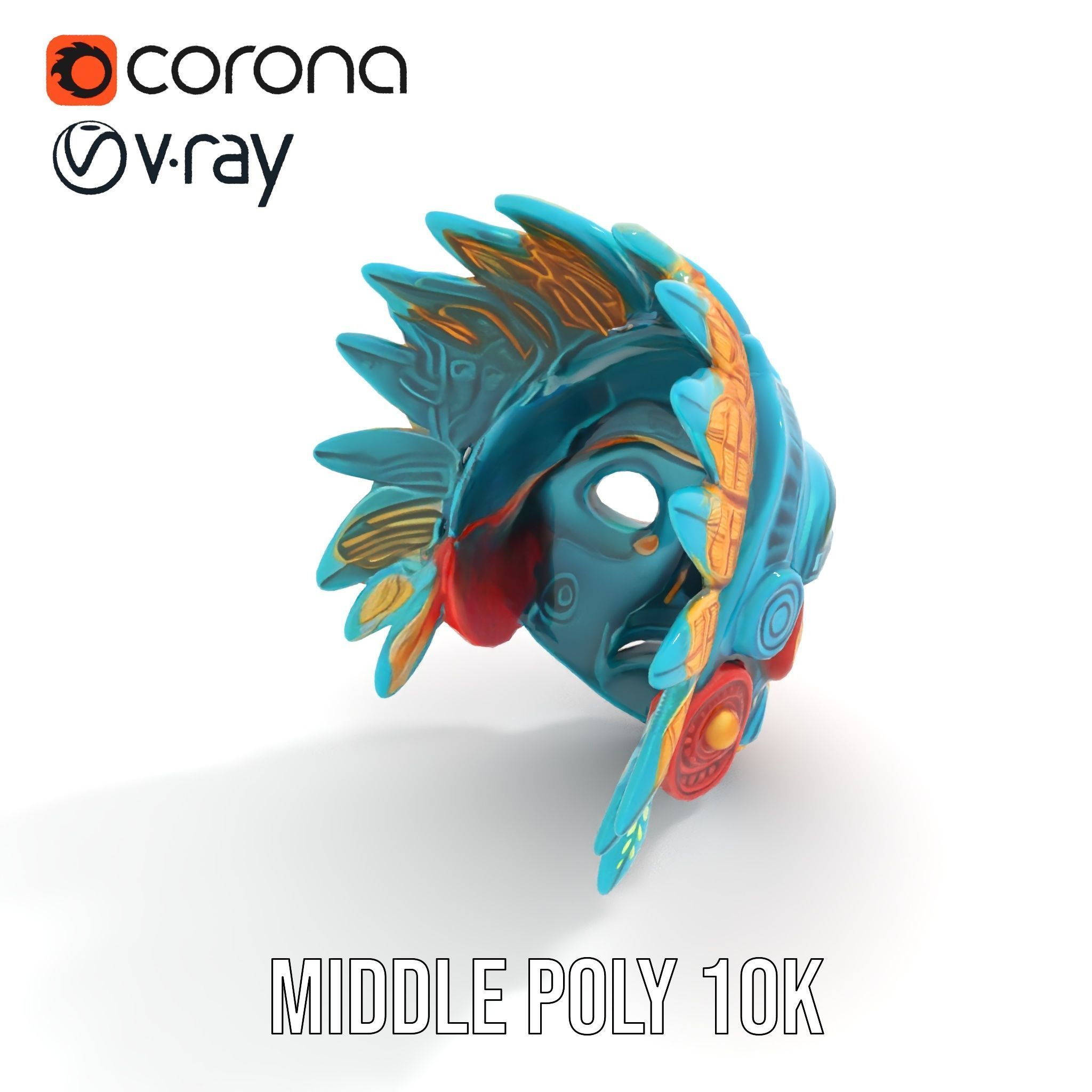 Aztec Warrior Mask D Model Pack Low-poly 3D model_5