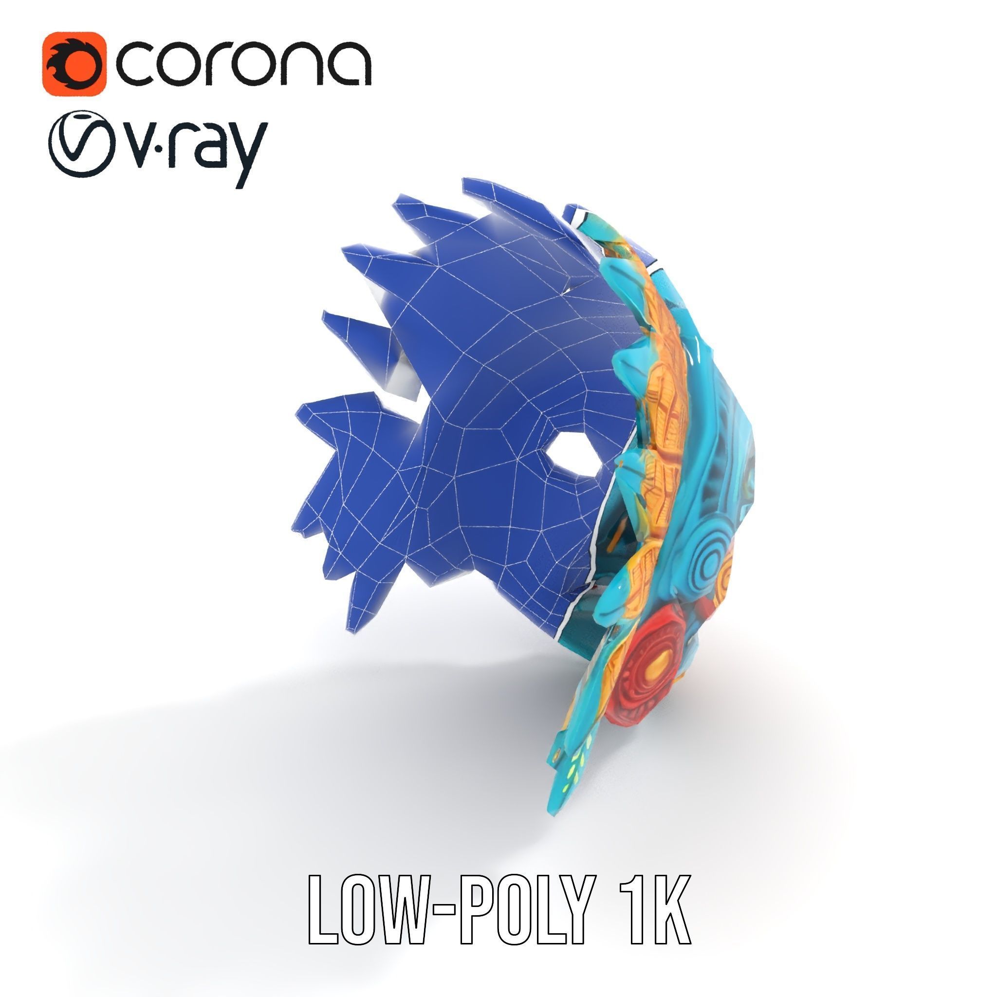 Aztec Warrior Mask D Model Pack Low-poly 3D model_24