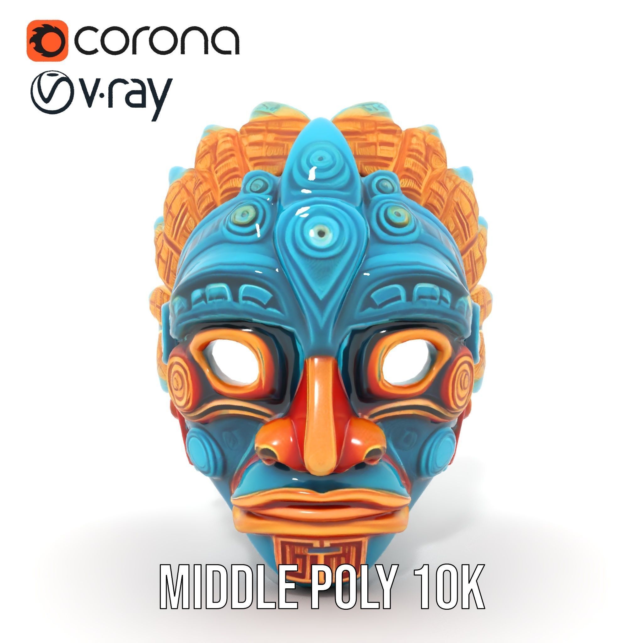 Aztec Warrior Mask D Model Pack Low-poly 3D model_23