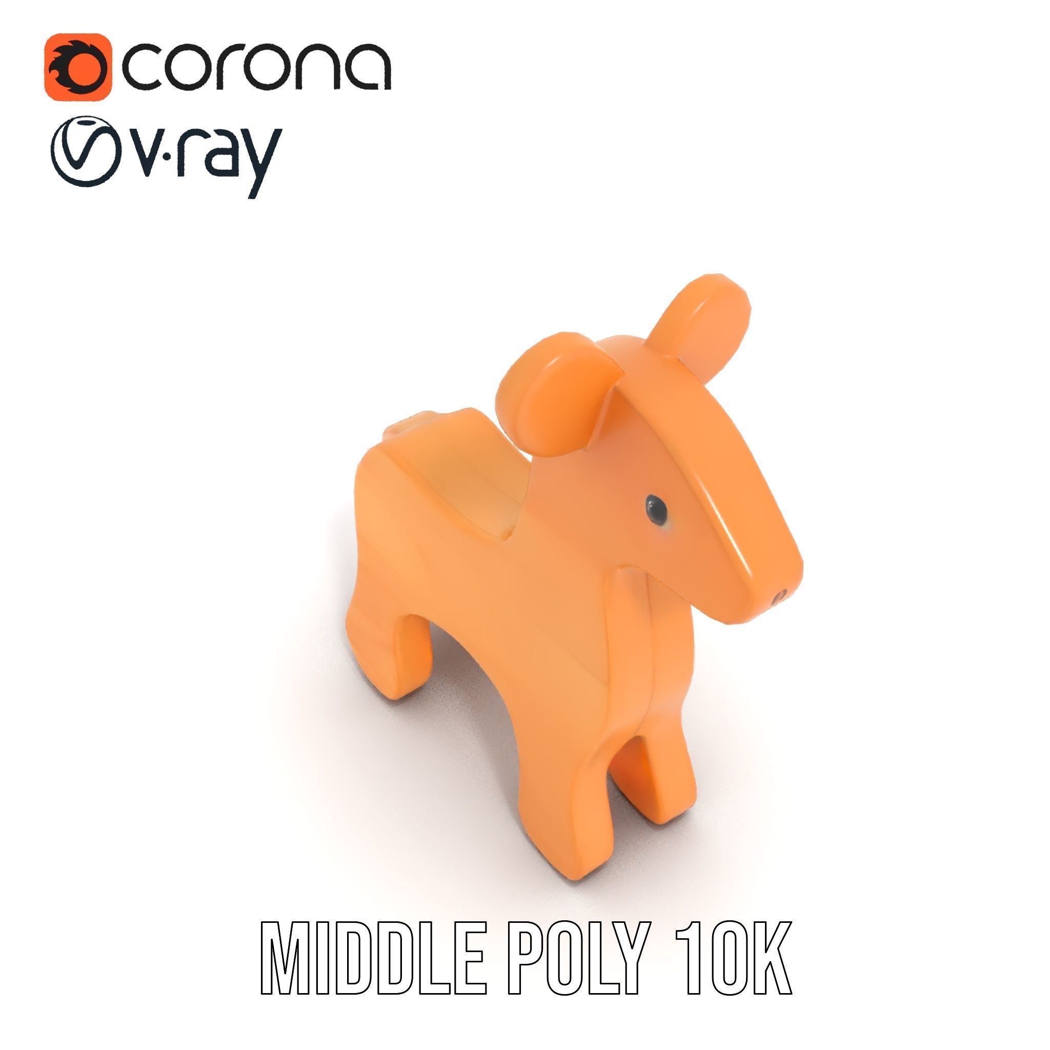 Wooden Horse Toy Model Pack for D Rendering and Game Development Low-poly 3D model_5