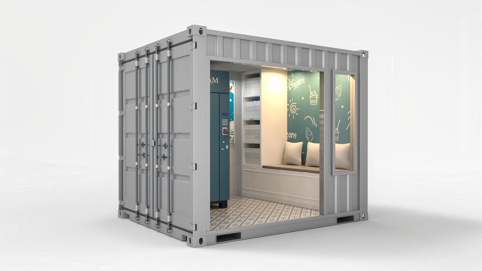 Vending Machine Container Booth 3D model_1