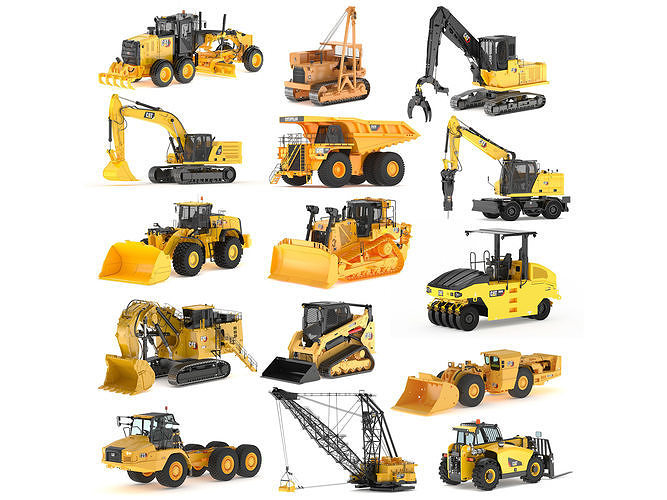 Construction Machinery Equipment Industrial 15 Models Collection 3D model