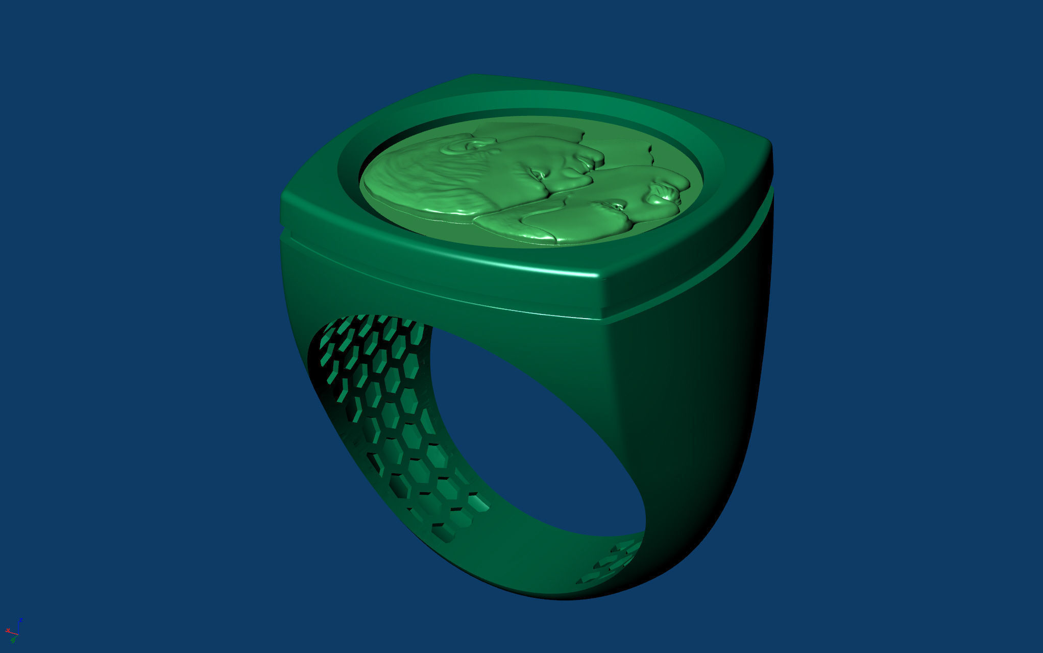 Reza and Mohammad Reza pahlavi Ring 3D Model 3D print model_13