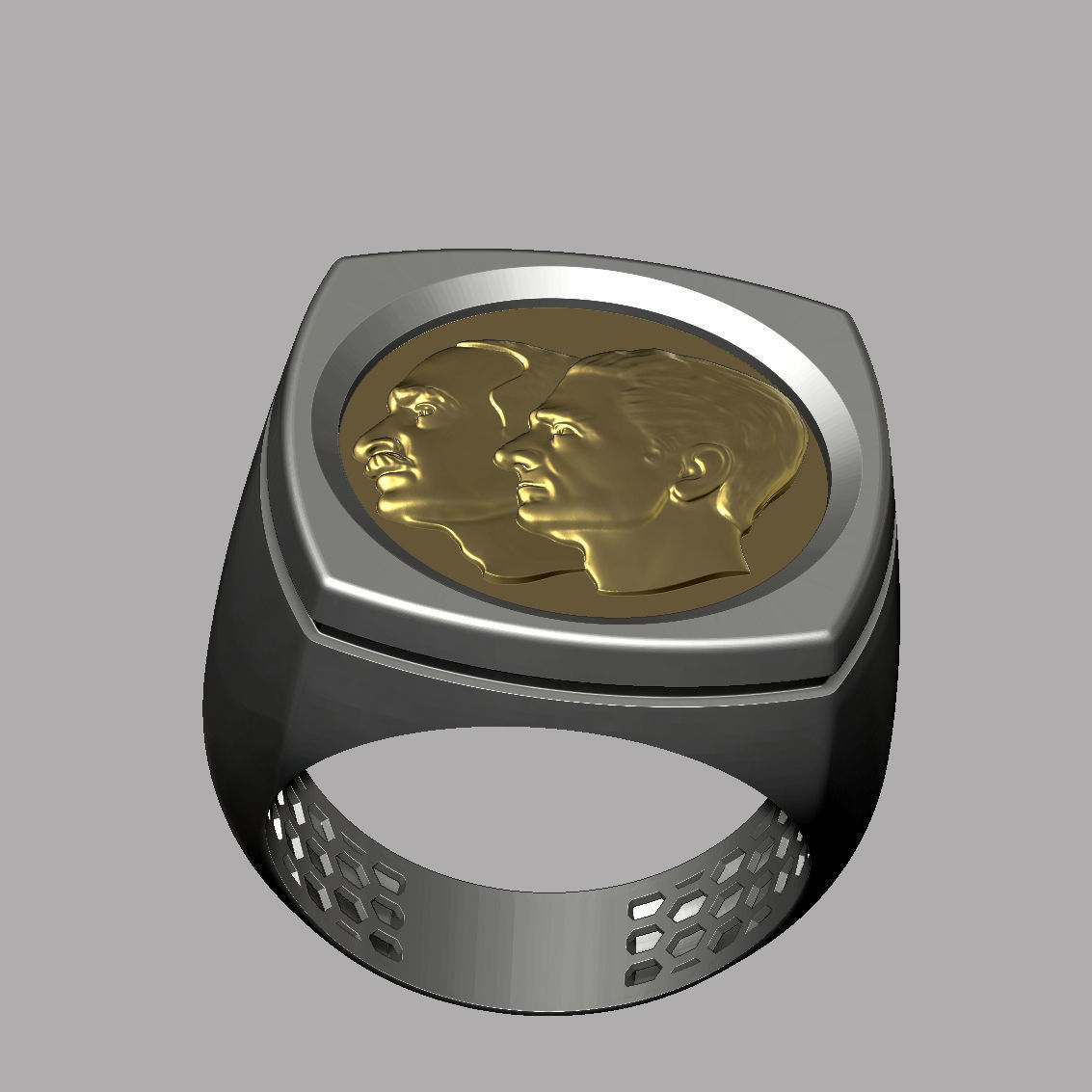 Reza and Mohammad Reza pahlavi Ring 3D Model 3D print model_1