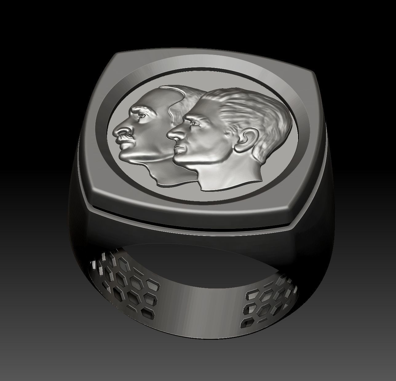 Reza and Mohammad Reza pahlavi Ring 3D Model 3D print model_4