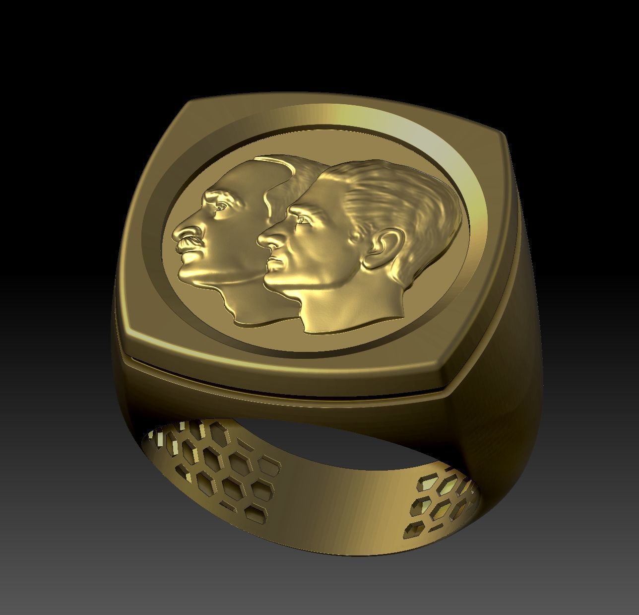 Reza and Mohammad Reza pahlavi Ring 3D Model 3D print model_11