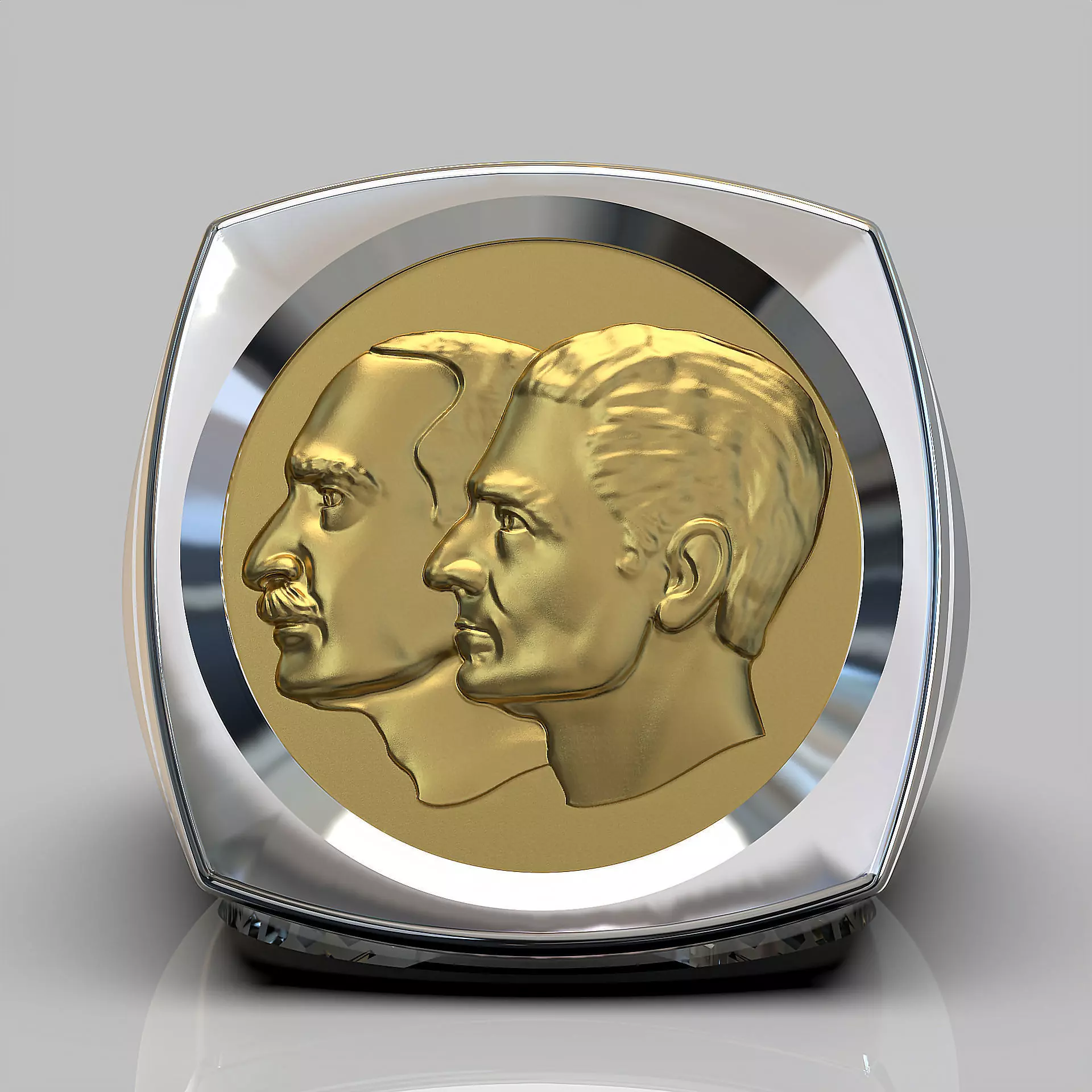 Reza and Mohammad Reza pahlavi Ring 3D Model 3D print model_0