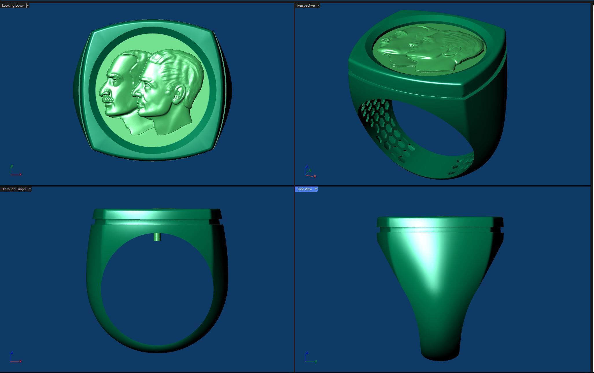 Reza and Mohammad Reza pahlavi Ring 3D Model 3D print model_10