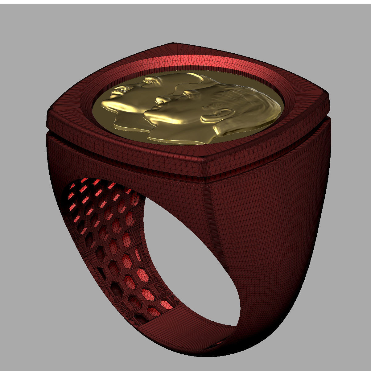 Reza and Mohammad Reza pahlavi Ring 3D Model 3D print model_8