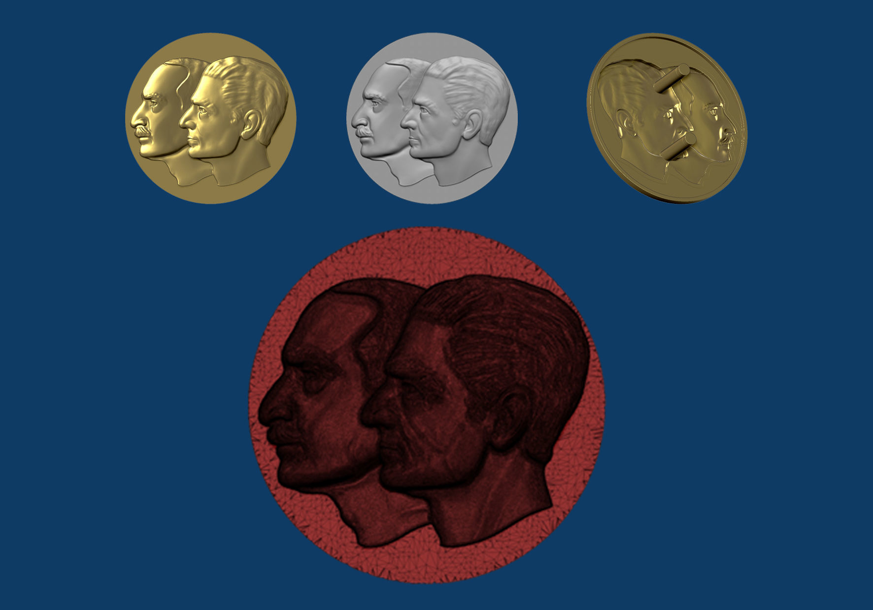 Reza and Mohammad Reza pahlavi Ring 3D Model 3D print model_7