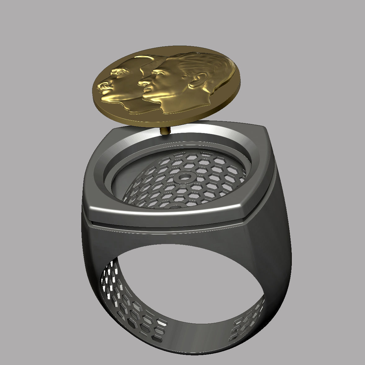 Reza and Mohammad Reza pahlavi Ring 3D Model 3D print model_2
