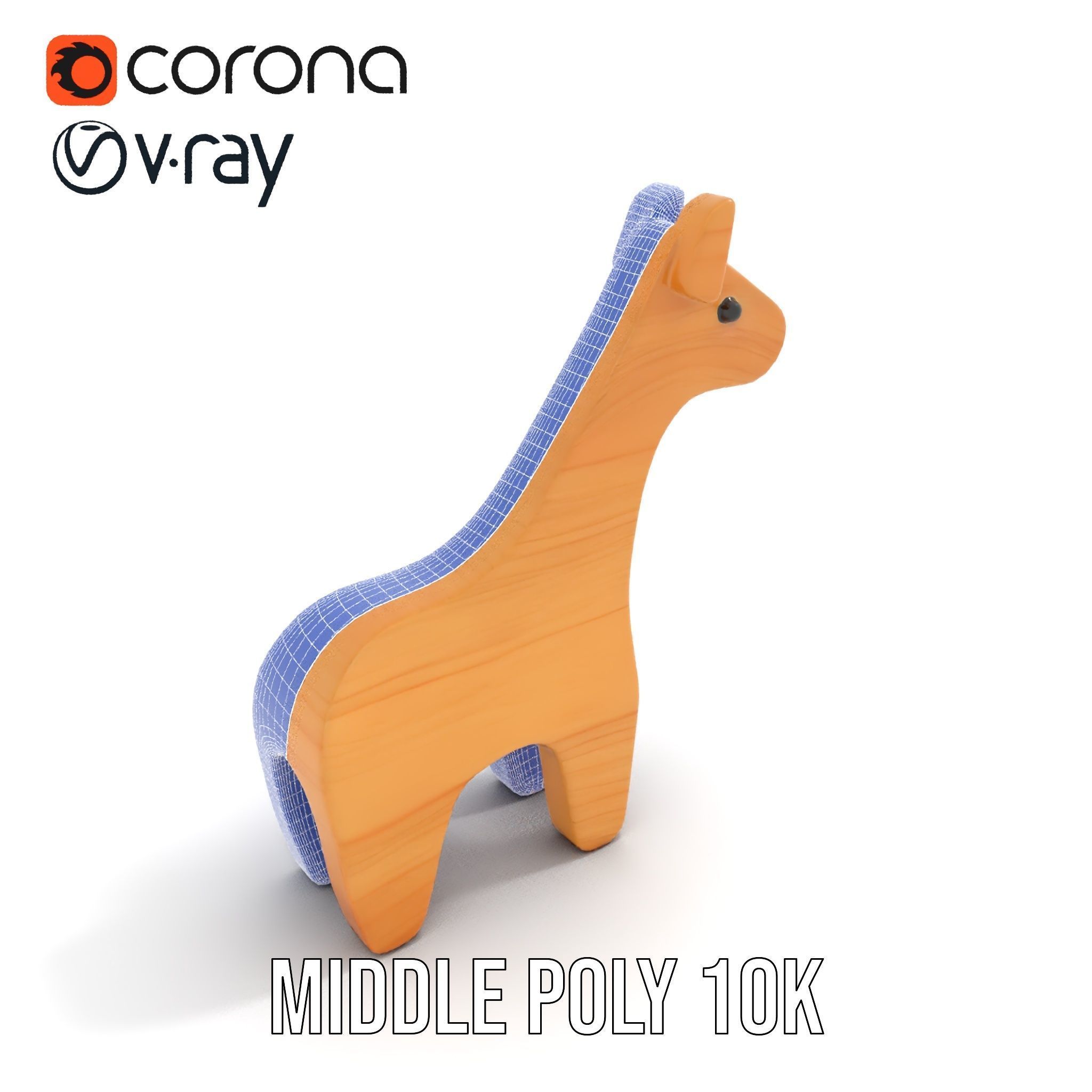 Wooden Giraffe Toy D Model Pack Low-poly 3D model_21