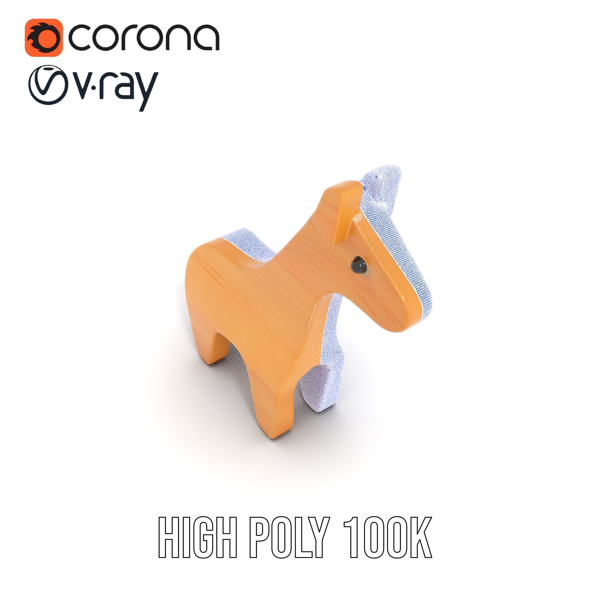 Wooden Giraffe Toy D Model Pack Low-poly 3D model_26