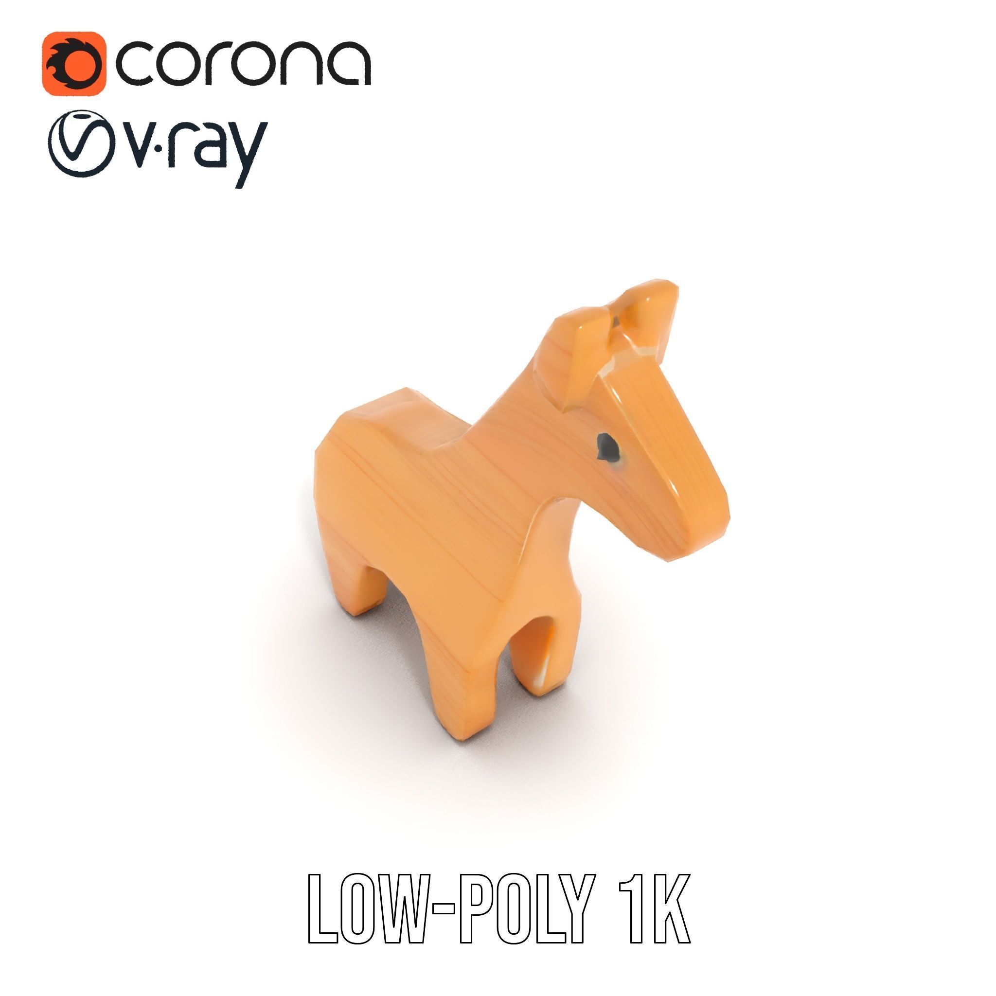 Wooden Giraffe Toy D Model Pack Low-poly 3D model_19