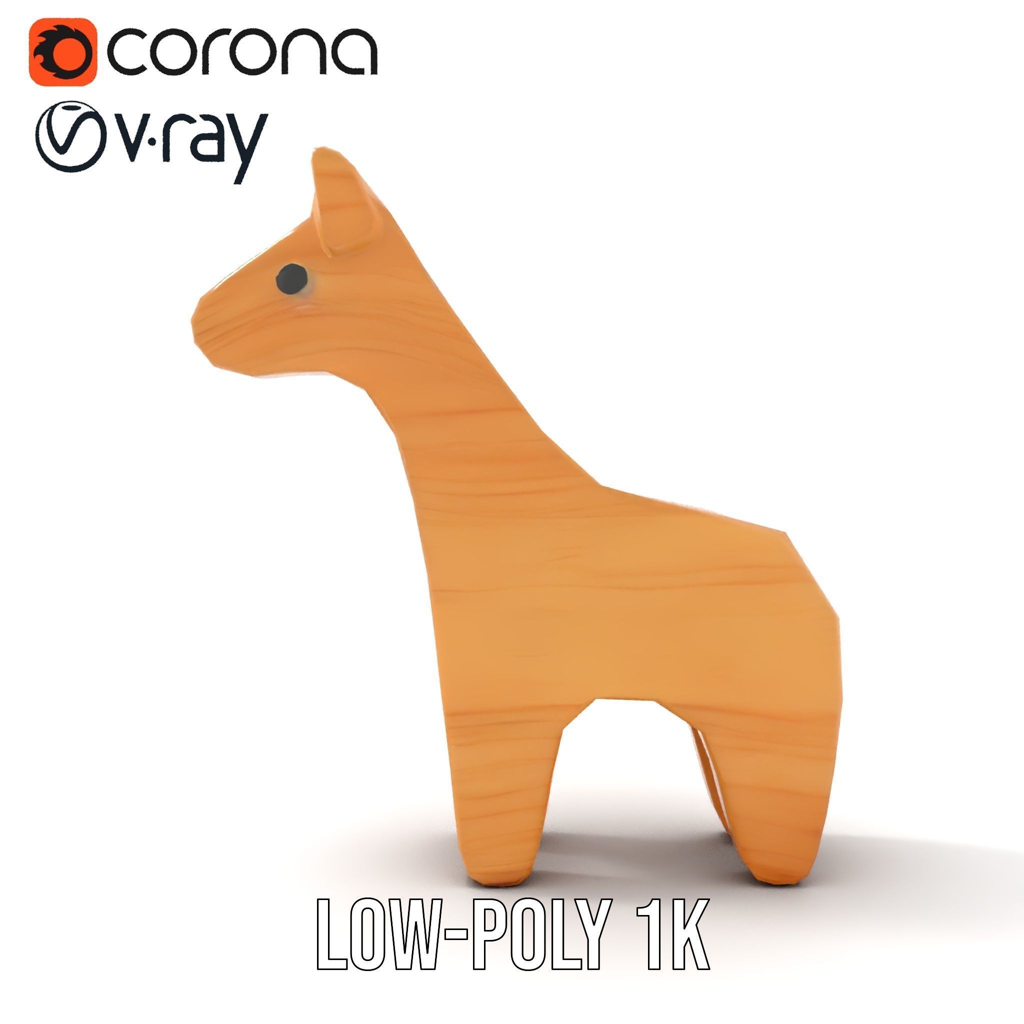 Wooden Giraffe Toy D Model Pack Low-poly 3D model_16