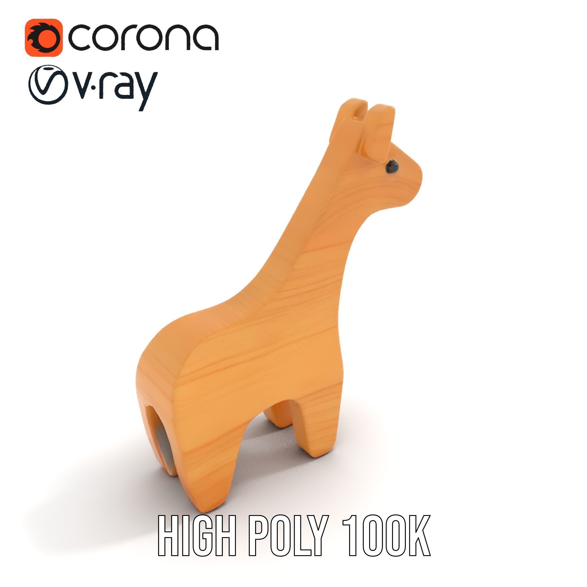 Wooden Giraffe Toy D Model Pack Low-poly 3D model_17