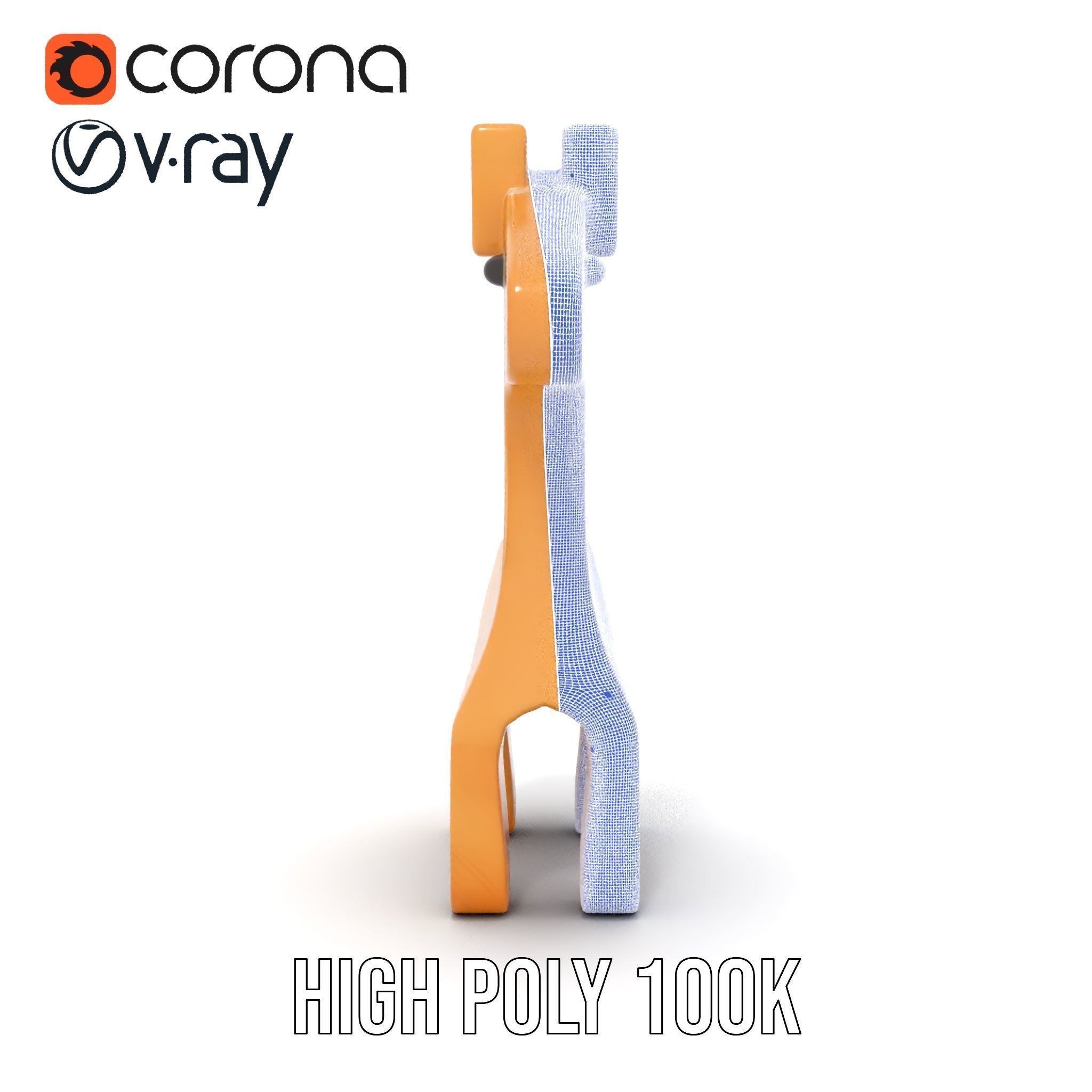 Wooden Giraffe Toy D Model Pack Low-poly 3D model_34