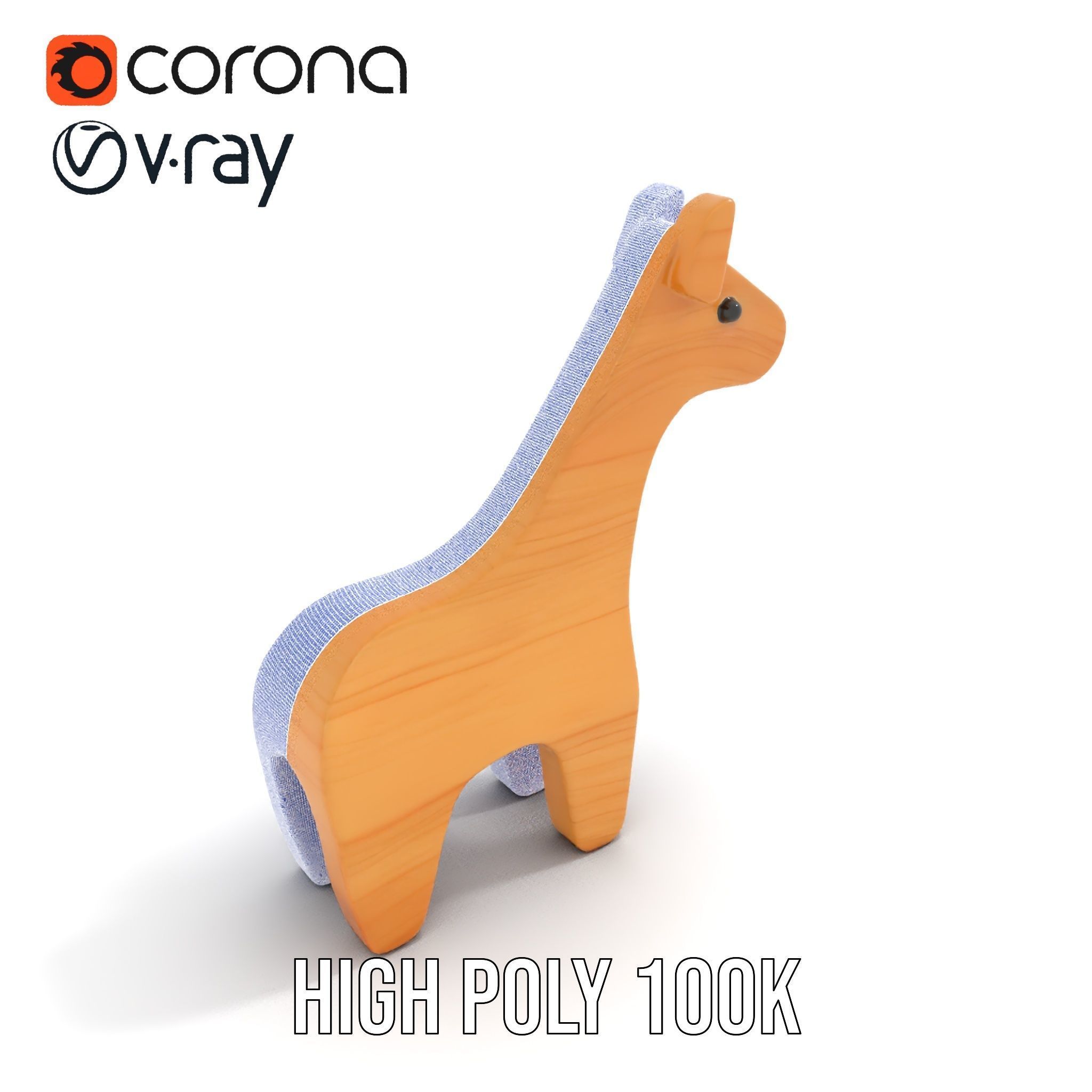 Wooden Giraffe Toy D Model Pack Low-poly 3D model_23