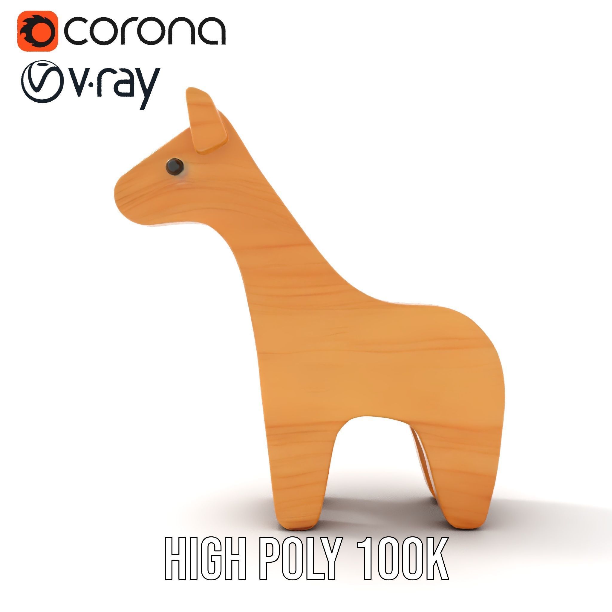 Wooden Giraffe Toy D Model Pack Low-poly 3D model_29