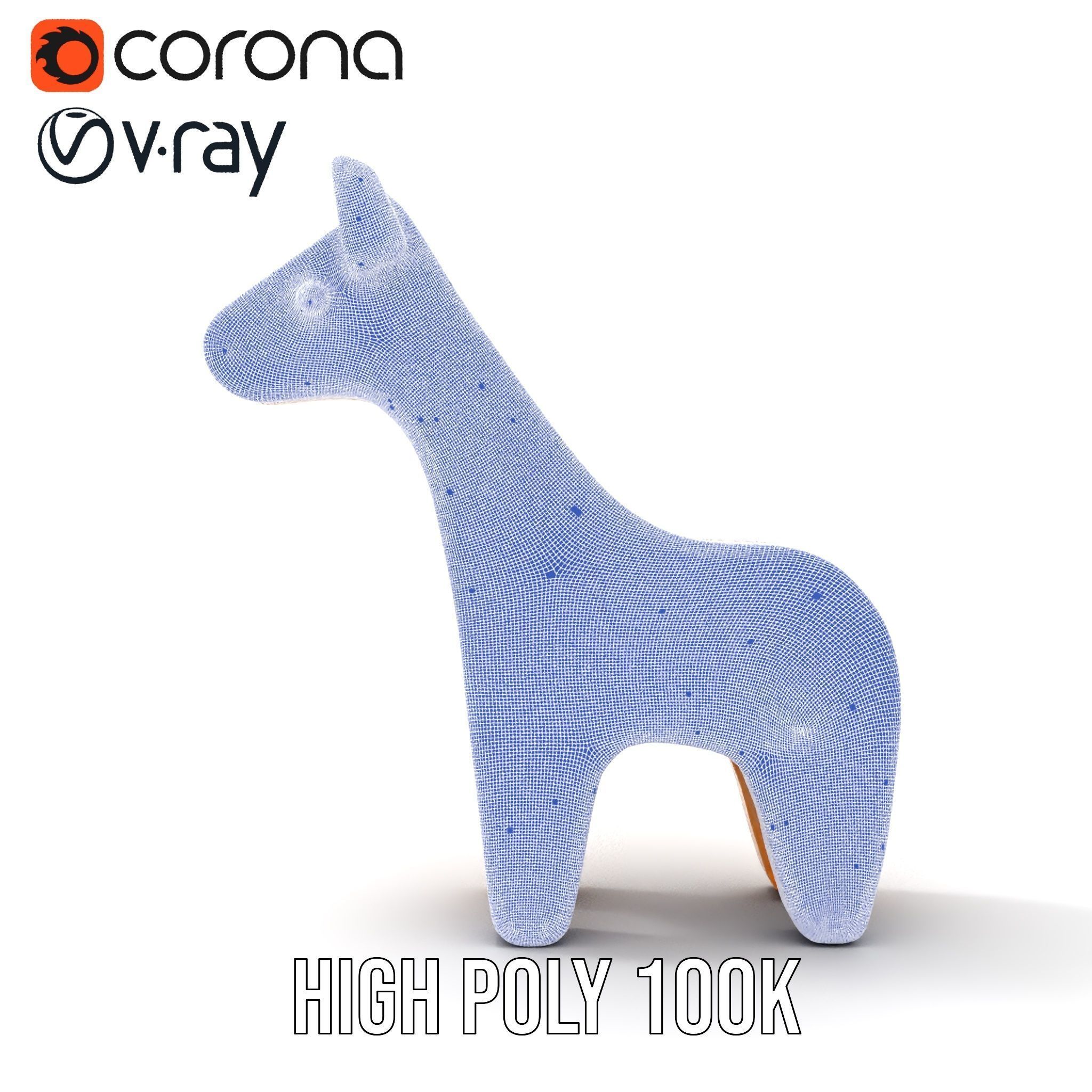 Wooden Giraffe Toy D Model Pack Low-poly 3D model_32