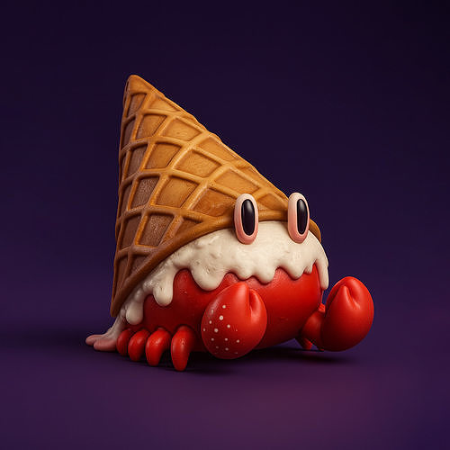 kawaii Ice Cream Crab toy 3D print model