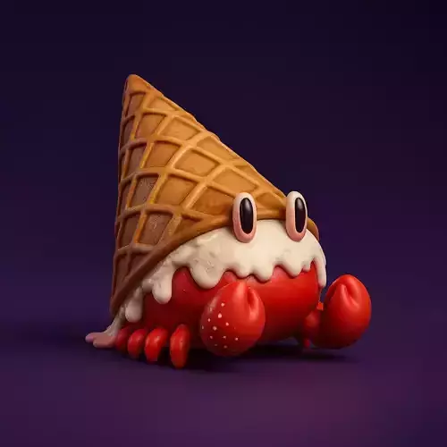 kawaii Ice Cream Crab toy 3D print model