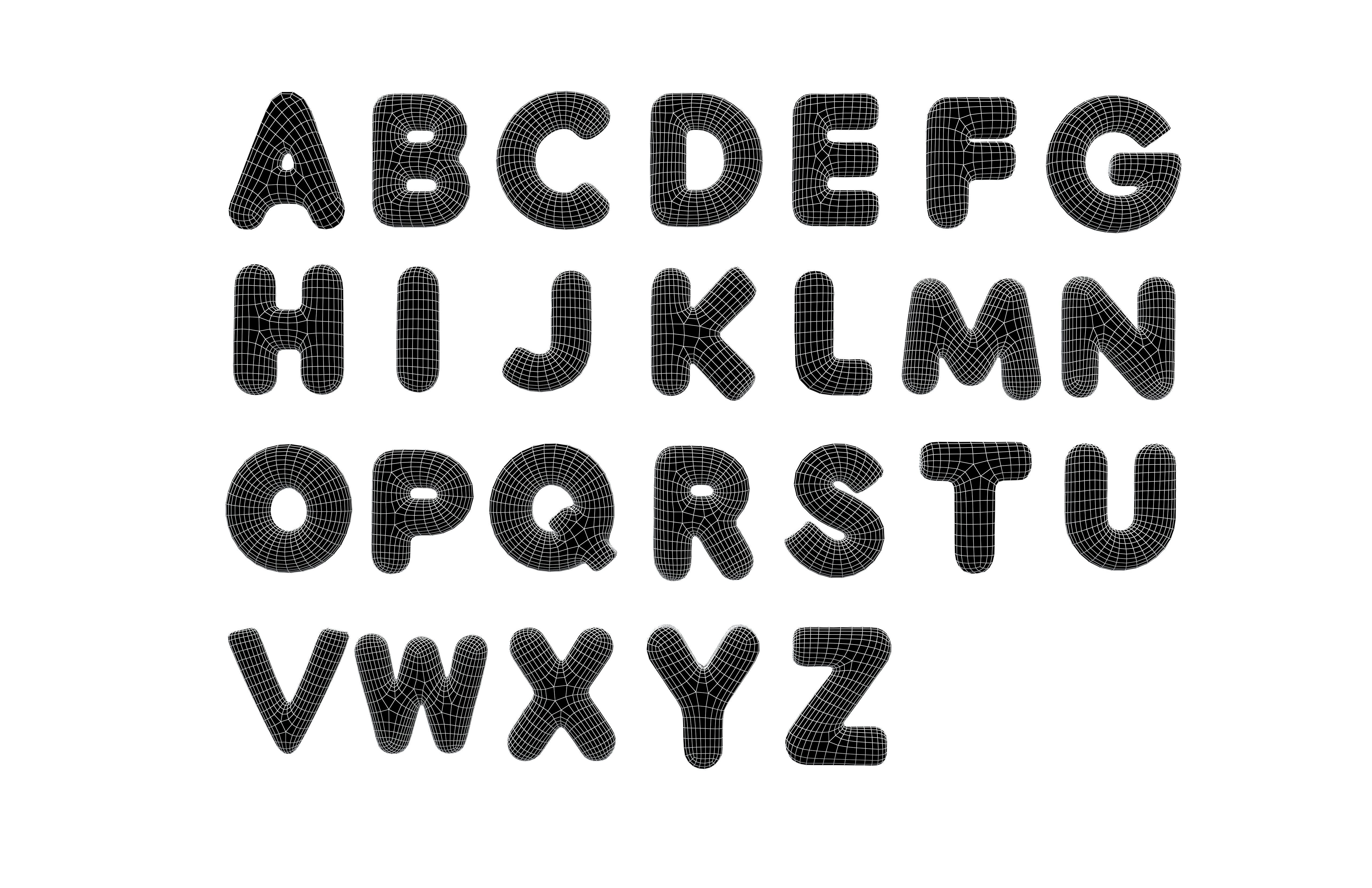 Cartoon Alphabet Set V1 001 Low-poly 3D model_5