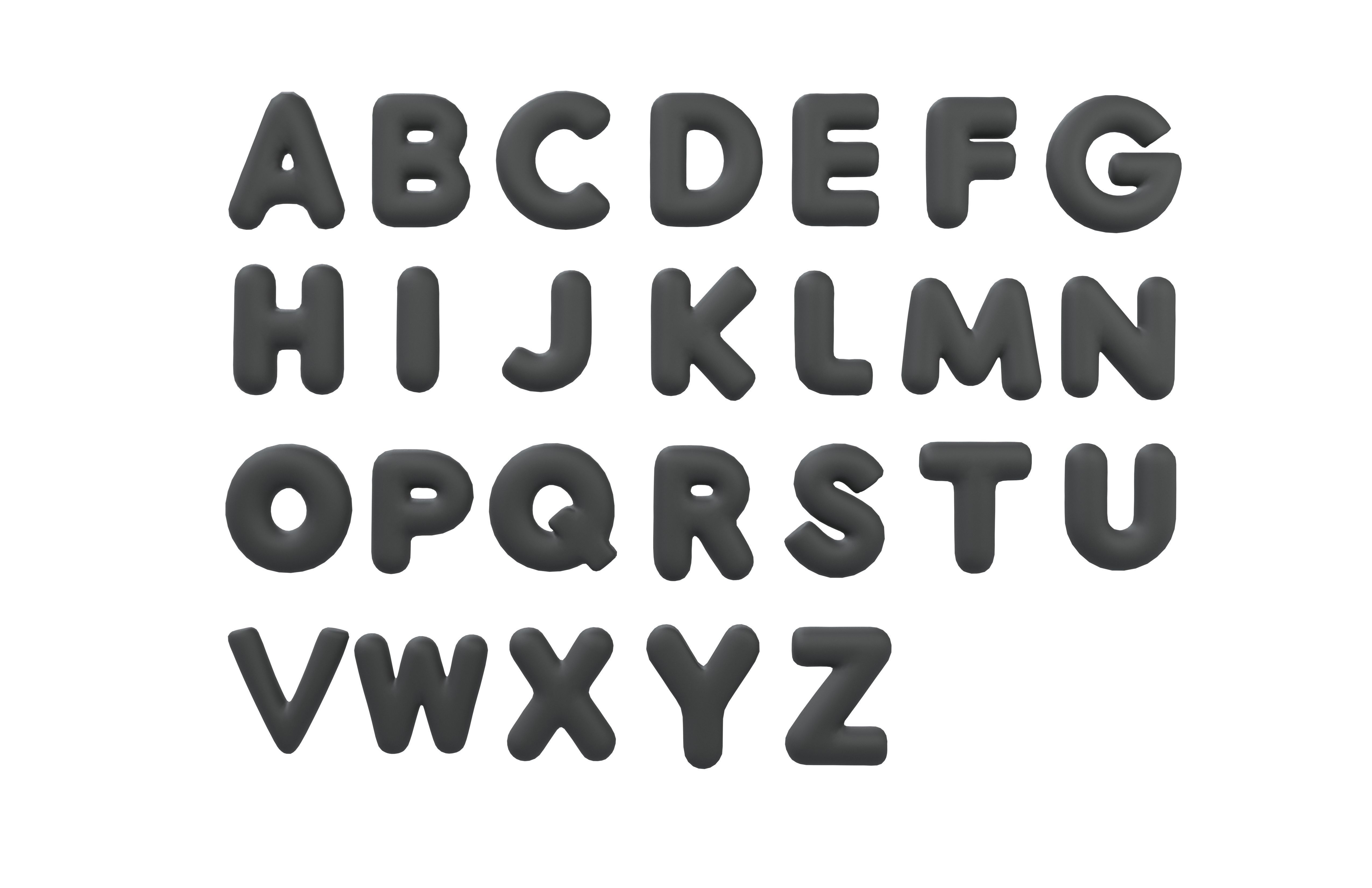 Cartoon Alphabet Set V1 001 Low-poly 3D model_1