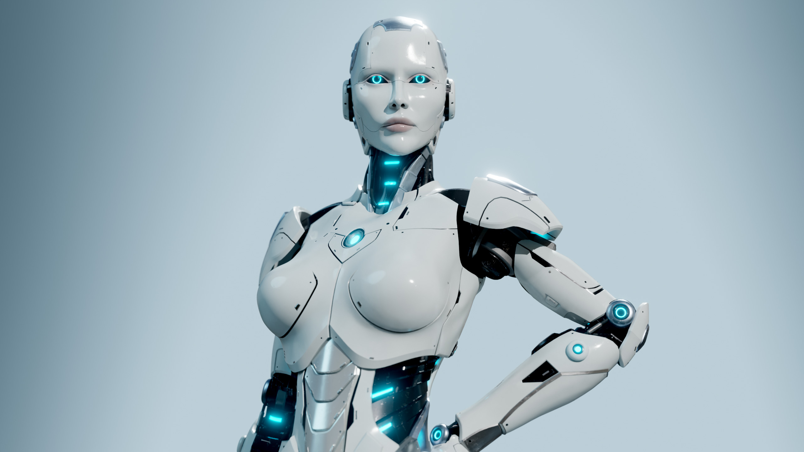 Female Android Rig Low-poly 3D model_2