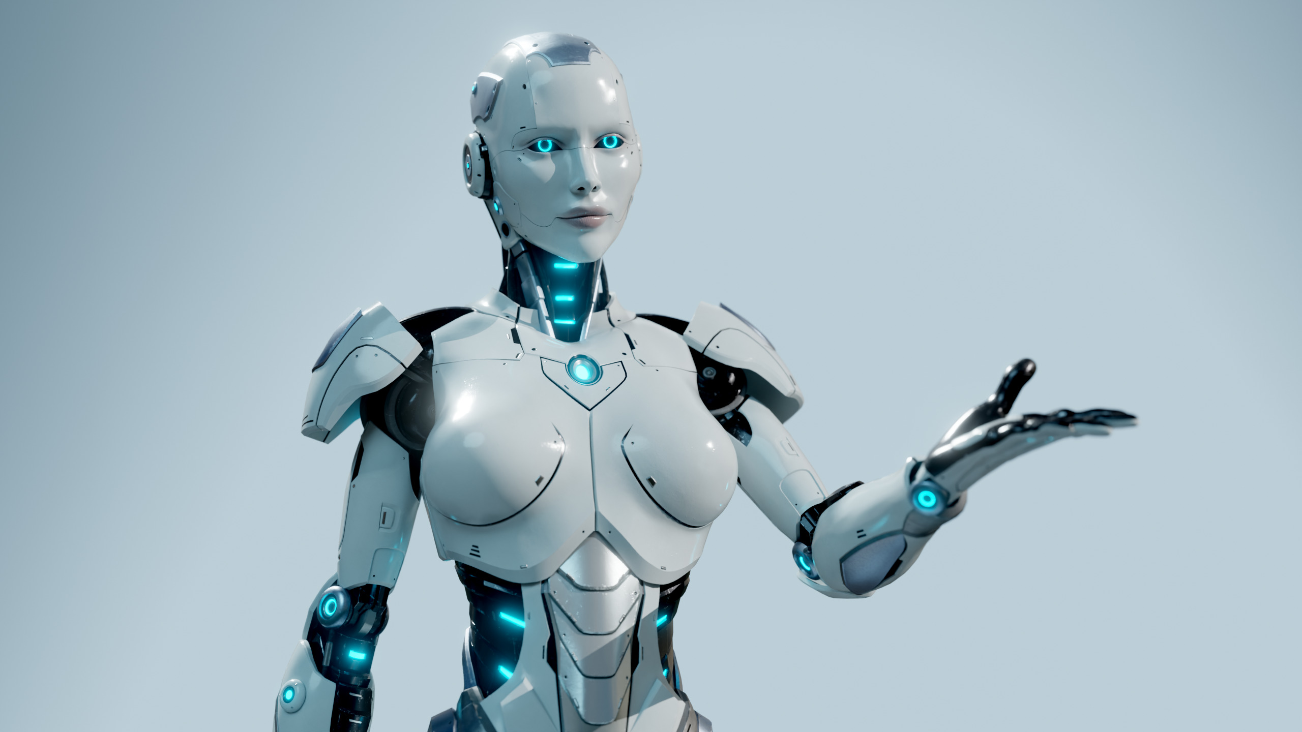 Female Android Rig Low-poly 3D model_6