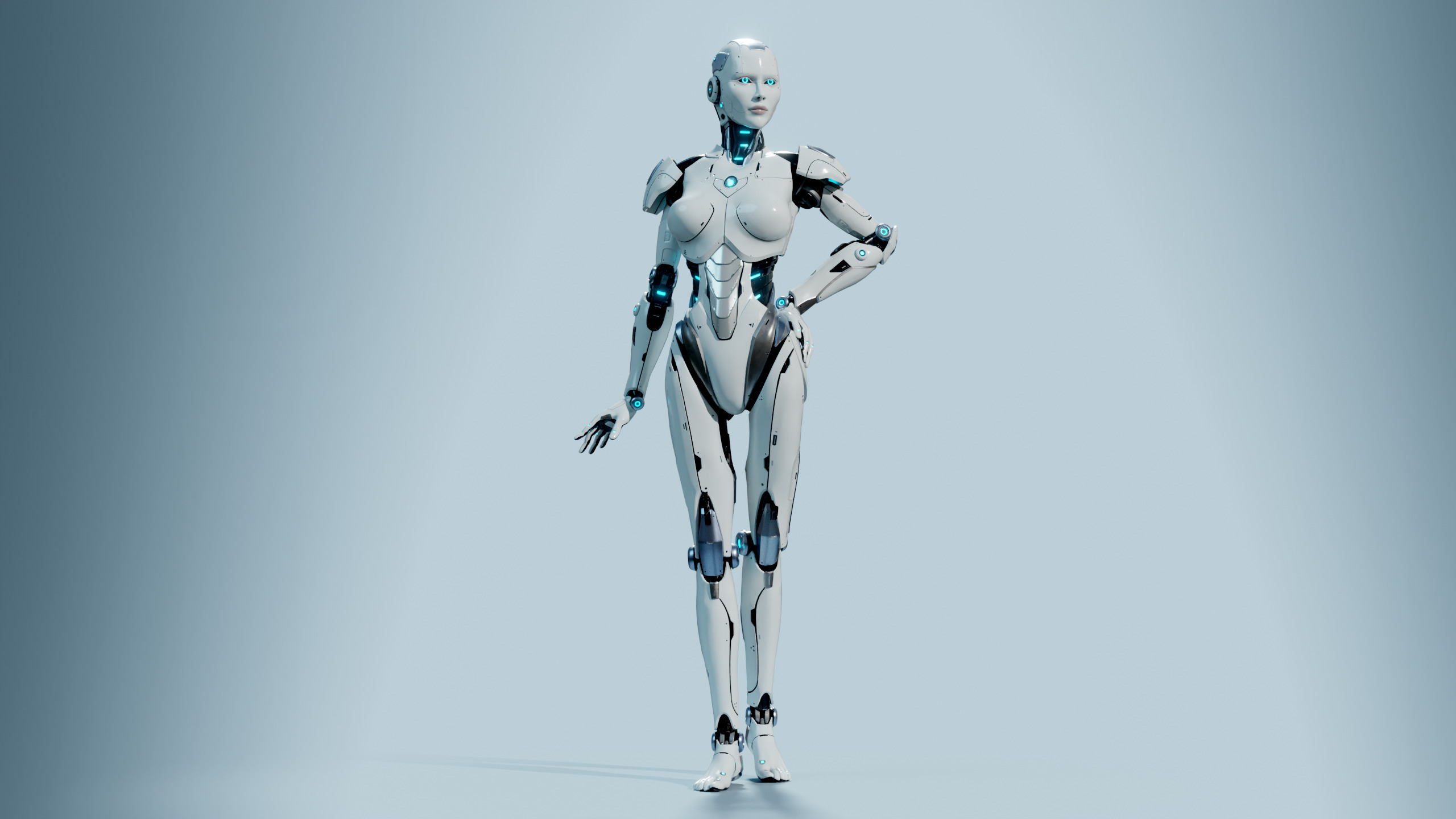 Female Android Rig Low-poly 3D model_1