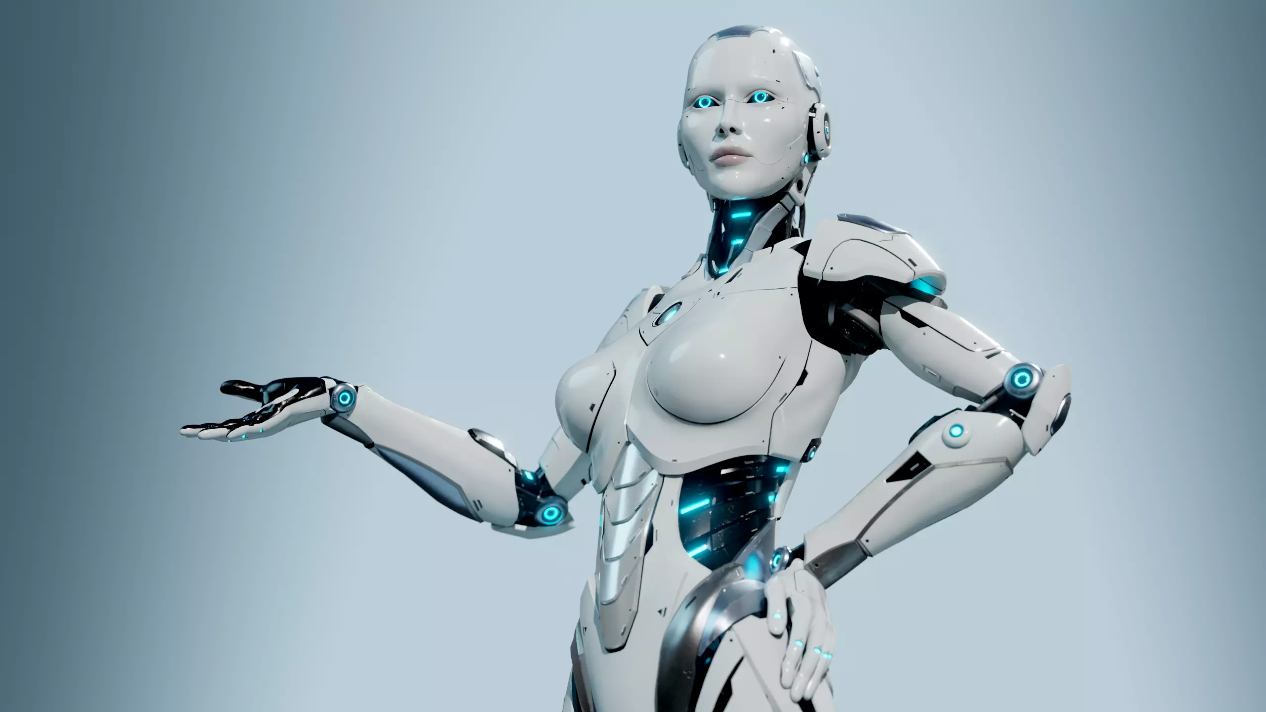 Female Android Rig Low-poly 3D model_0