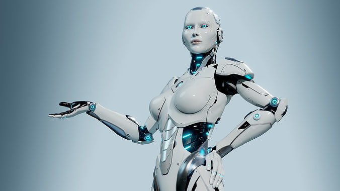 Female Android Rig Low-poly 3D model