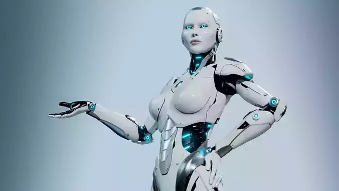 Female Android Rig Low-poly 3D model