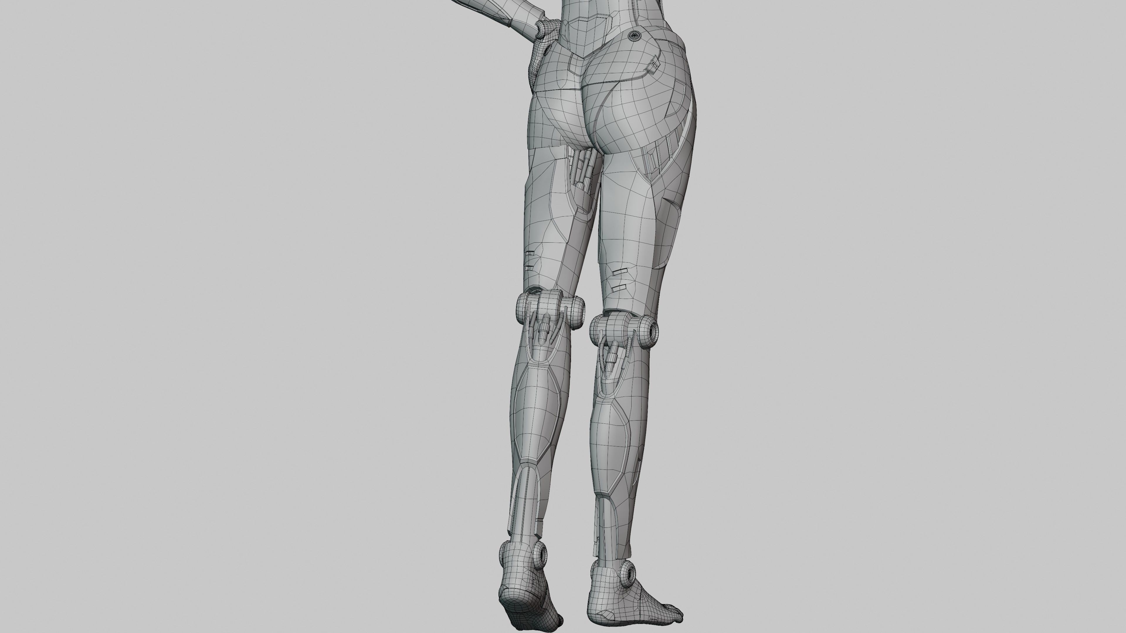 Female Android Rig Low-poly 3D model_12
