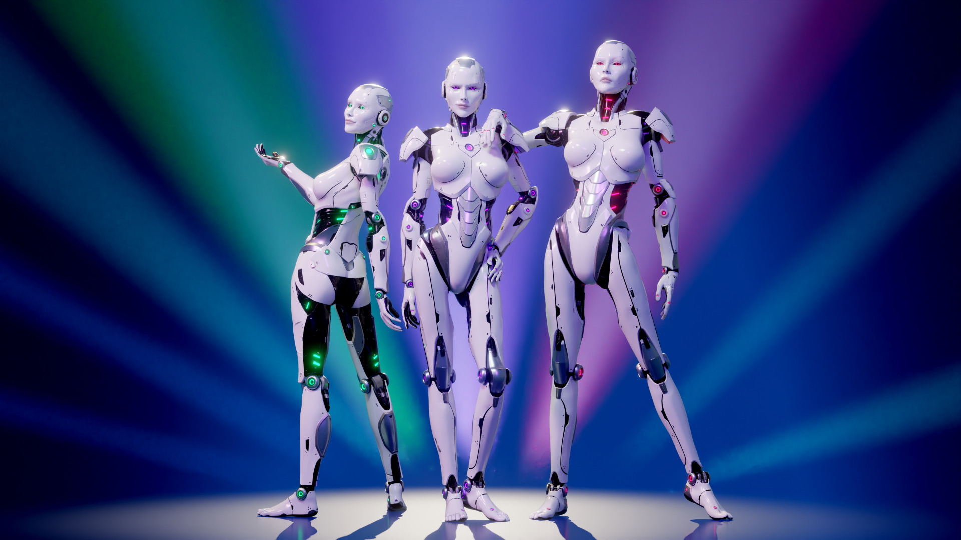 Female Android Rig Low-poly 3D model_7