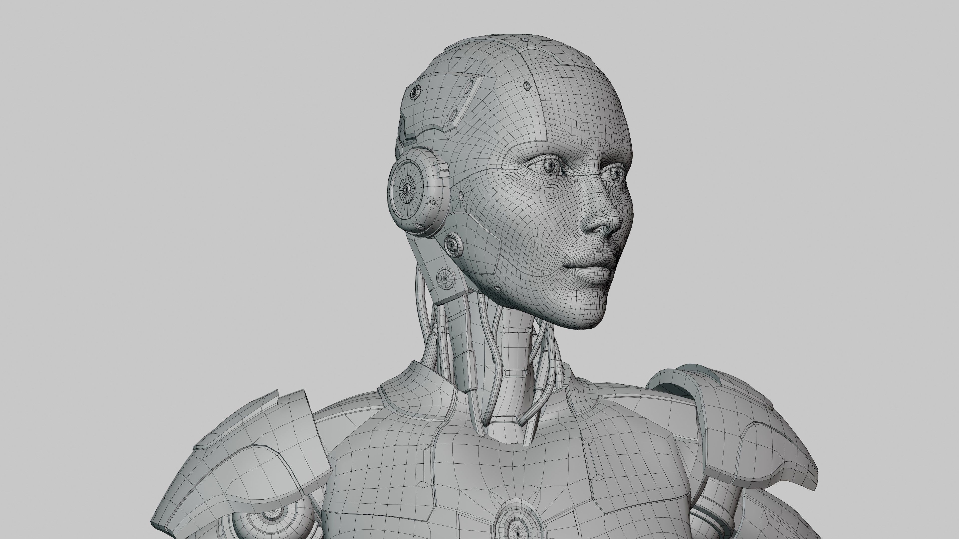 Female Android Rig Low-poly 3D model_9