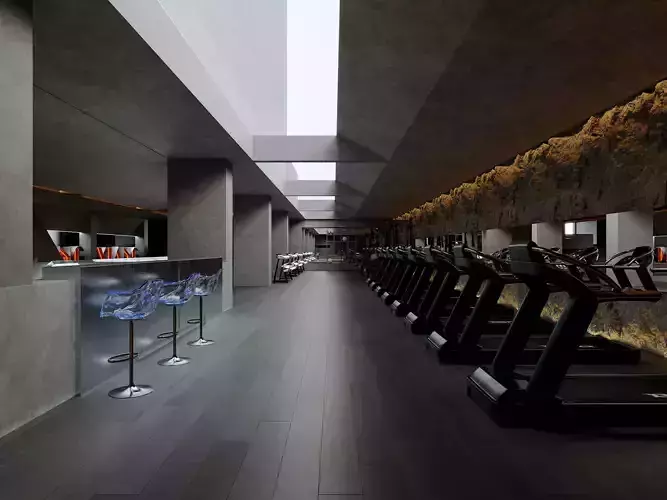 Modern dark gym interior