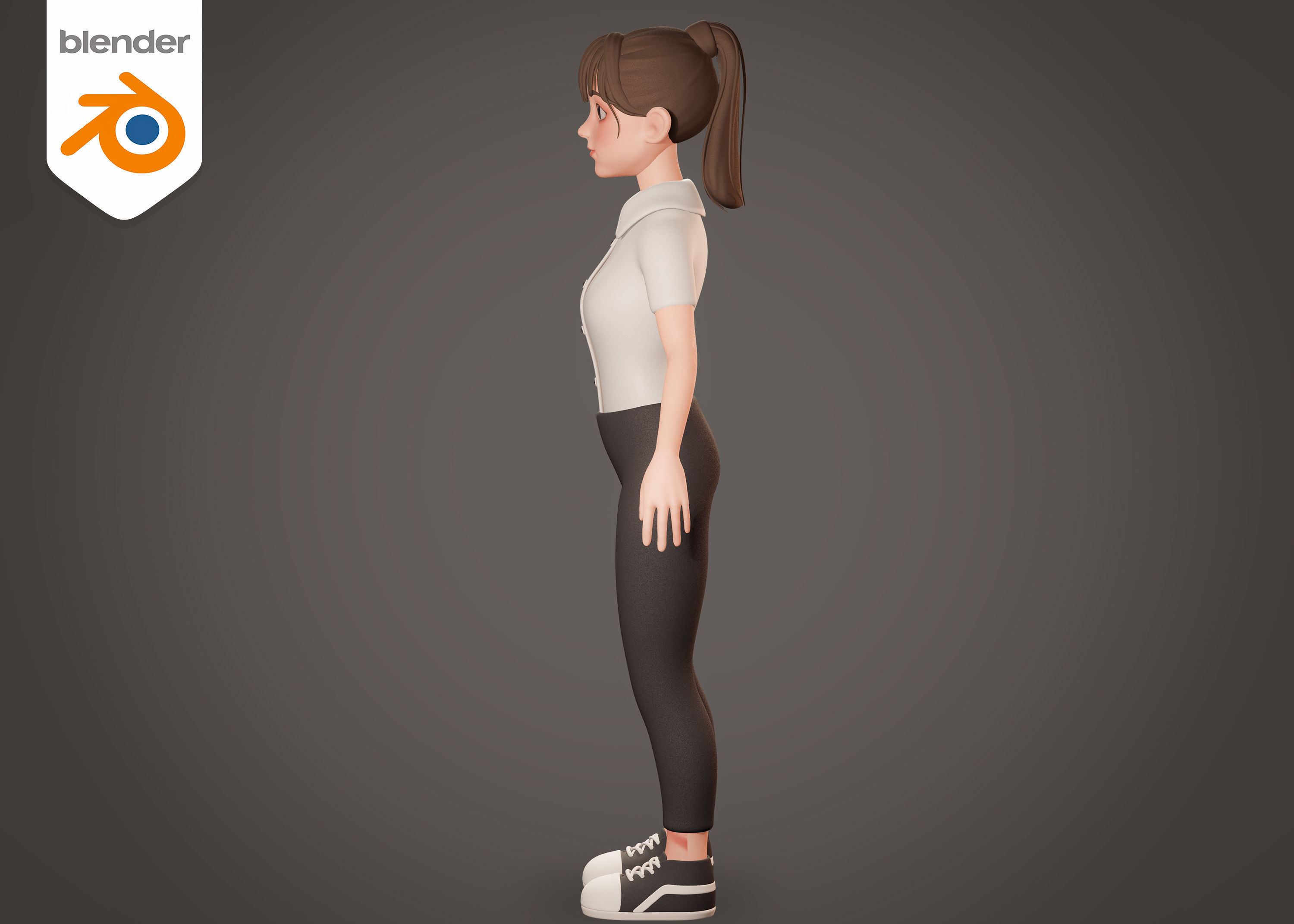 Female Teacher In White Wears - Rigged 3D model_7