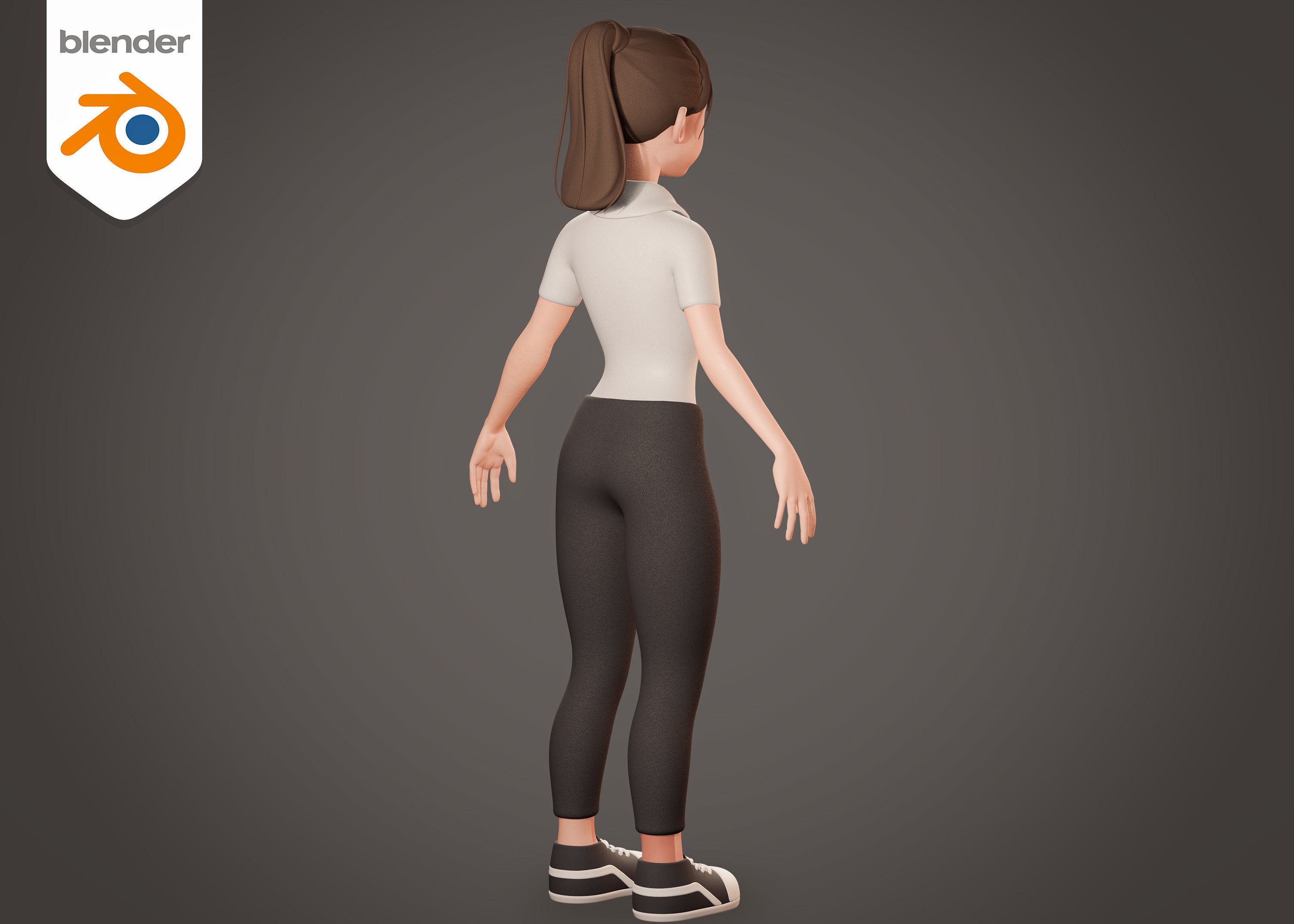 Female Teacher In White Wears - Rigged 3D model_4