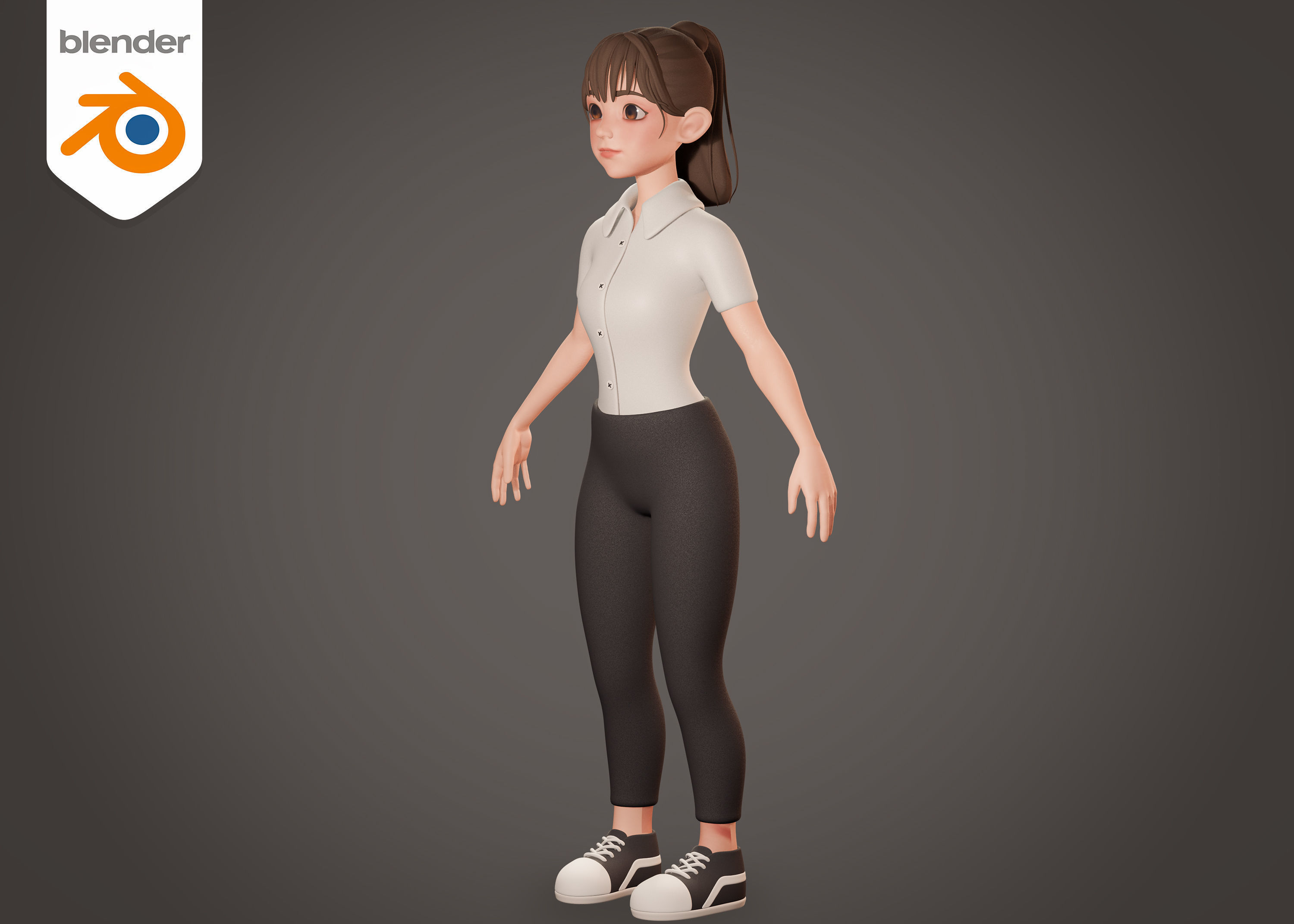 Female Teacher In White Wears - Rigged 3D model_8