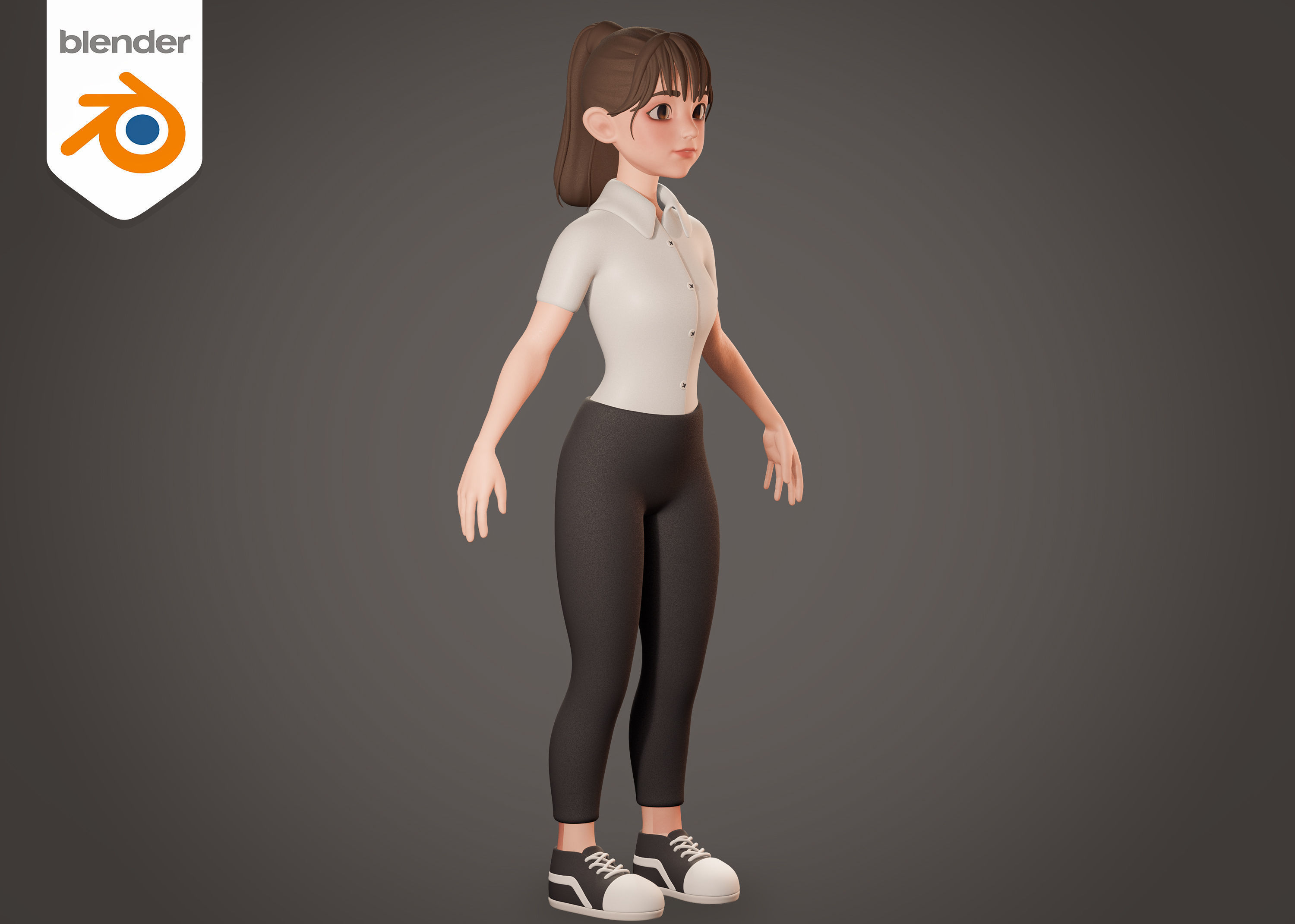 Female Teacher In White Wears - Rigged 3D model_2