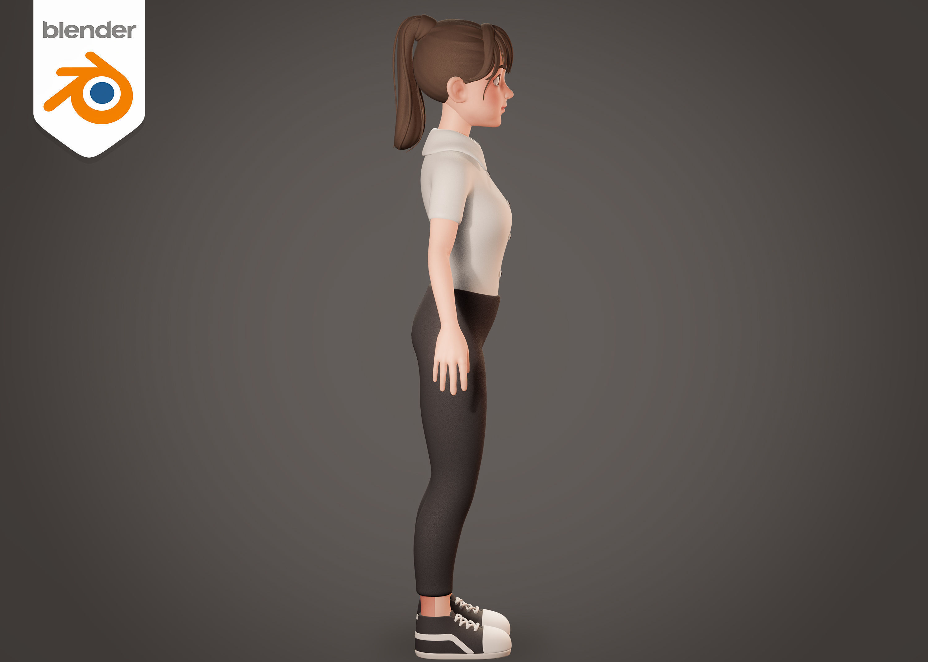 Female Teacher In White Wears - Rigged 3D model_3