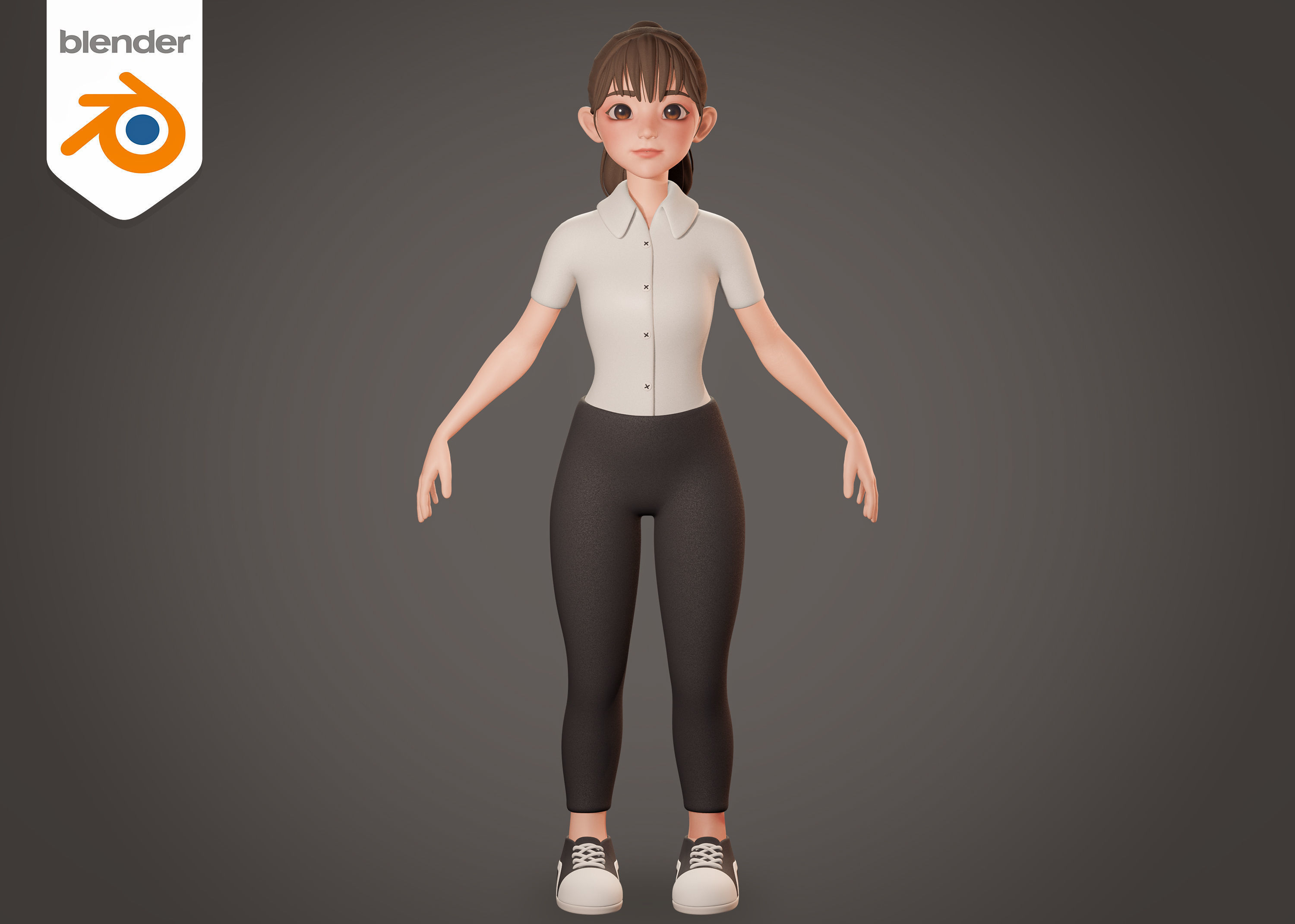Female Teacher In White Wears - Rigged 3D model_1